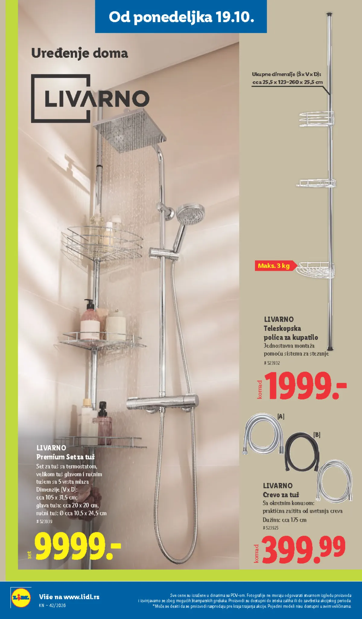 Lidl katalog – strana 92: Livarno teleskopska polica za kupatilo, Livarno premium set za tuš sa termostatom
