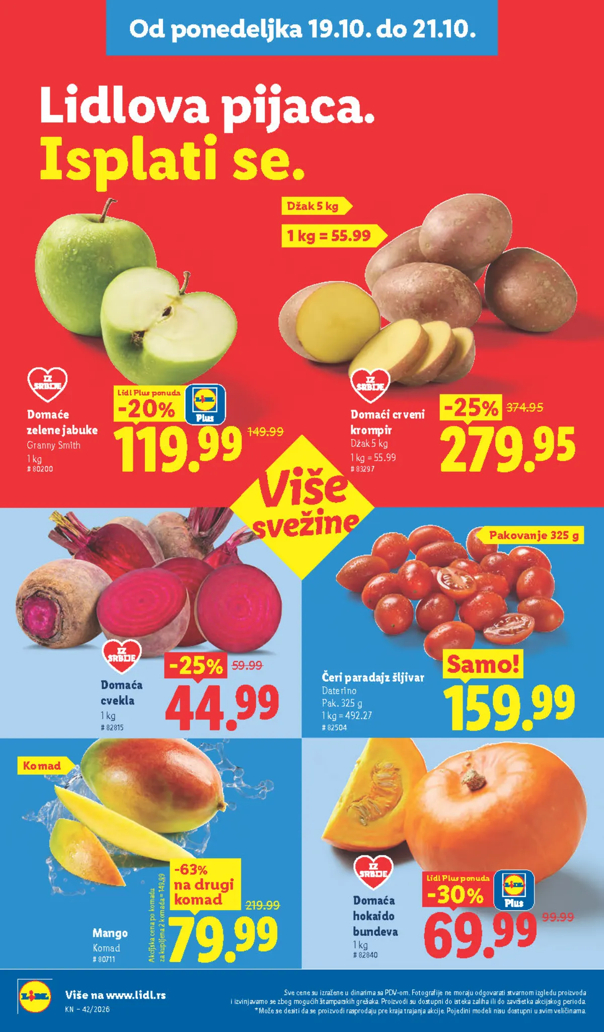 Lidl katalog – strana 96: Domaće zelene jabuke Granny Smith, 1 kg, Domaći crveni krompir, džak 5 kg