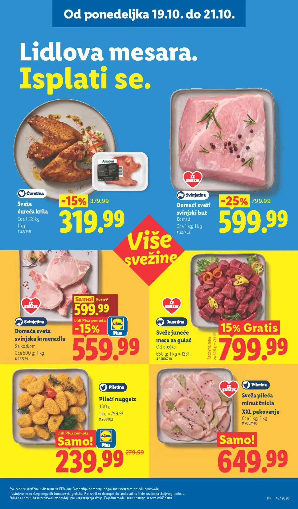 Lidl katalog – strana 97: Sveža ćureća krila, Domaći sveži svinjski but, komad