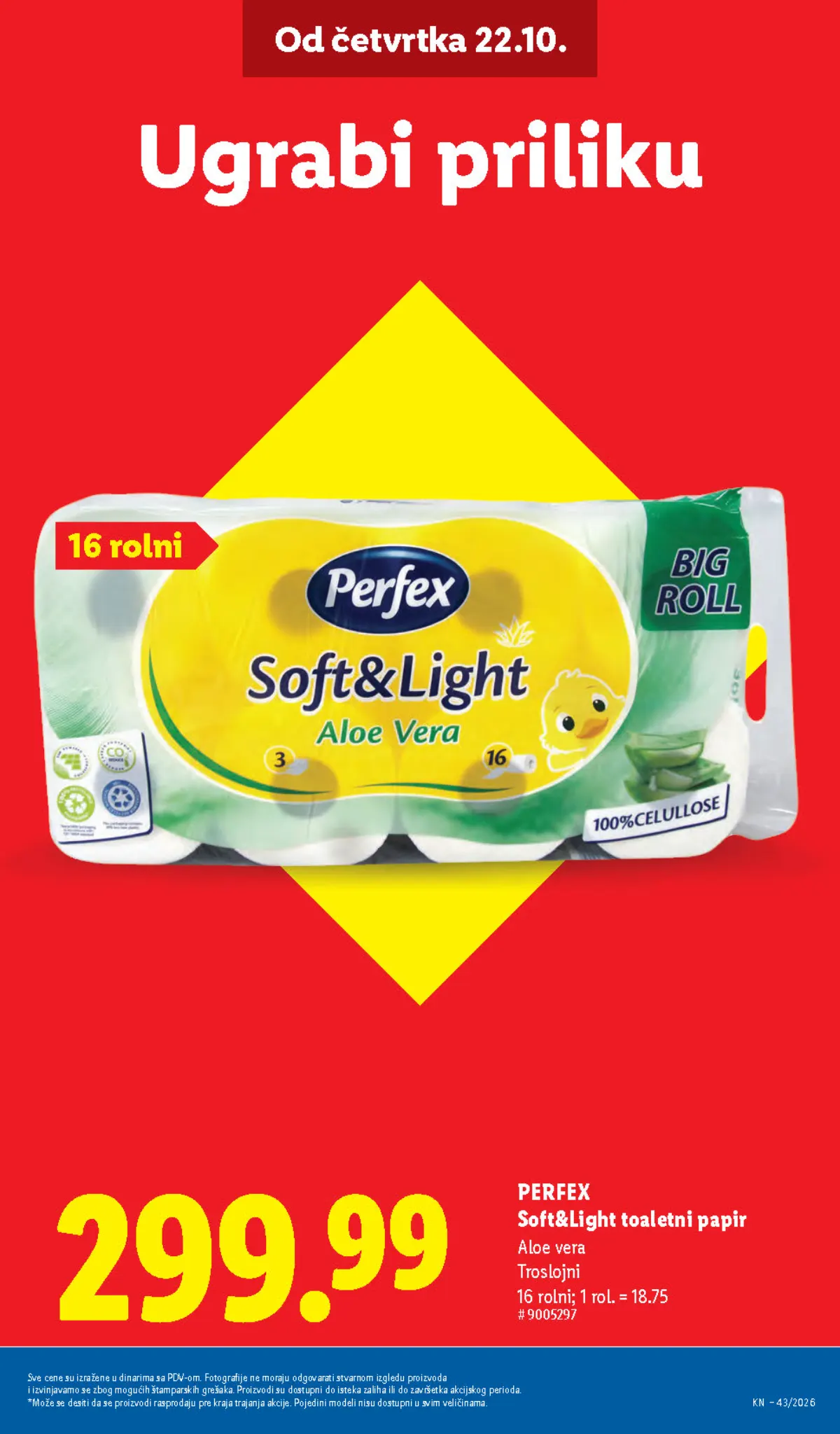 Lidl katalog 22–28.10.2026, strana 13 – Perfex Soft&Light toaletni papir, 16 rolni
