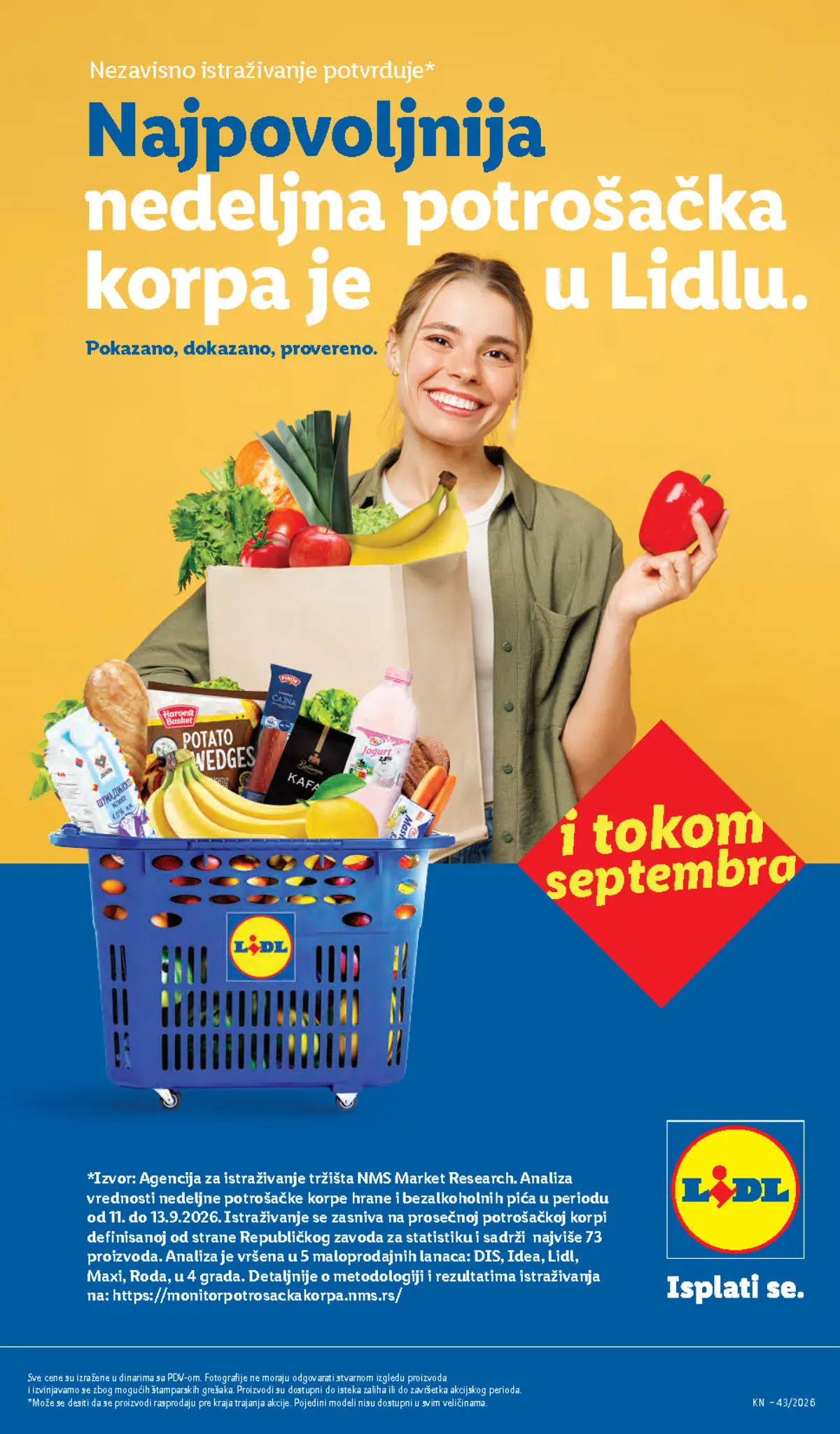 Lidl katalog 22–28.10.2026, strana 23 – promotivna stranica o istraživanju nedeljne potrošačke korpe