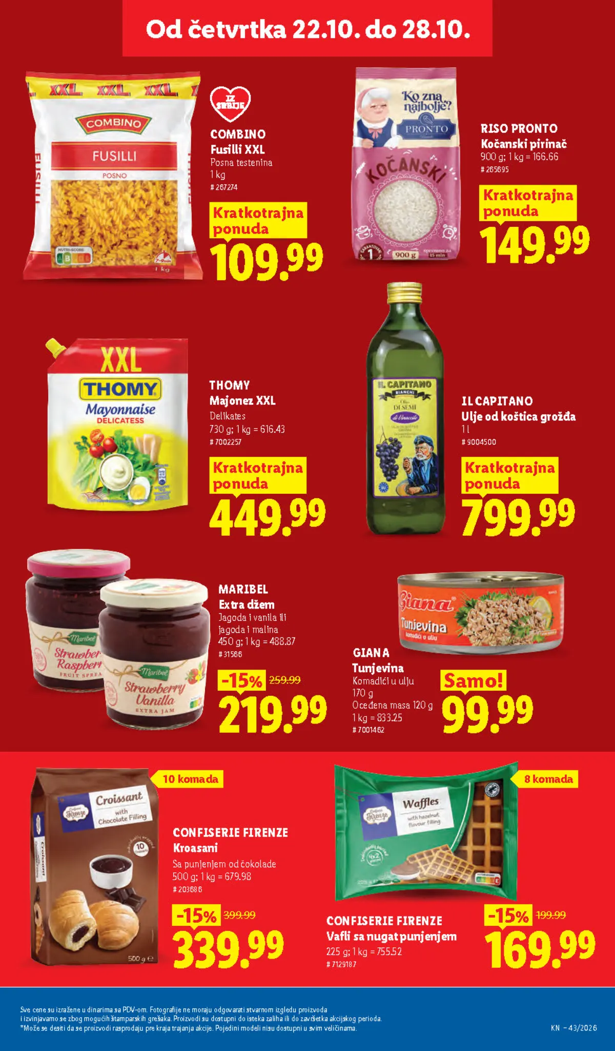 Lidl katalog 22–28.10.2026, strana 31 – Combino Fusilli testenina XXL i Riso Pronto kočanski pirinač