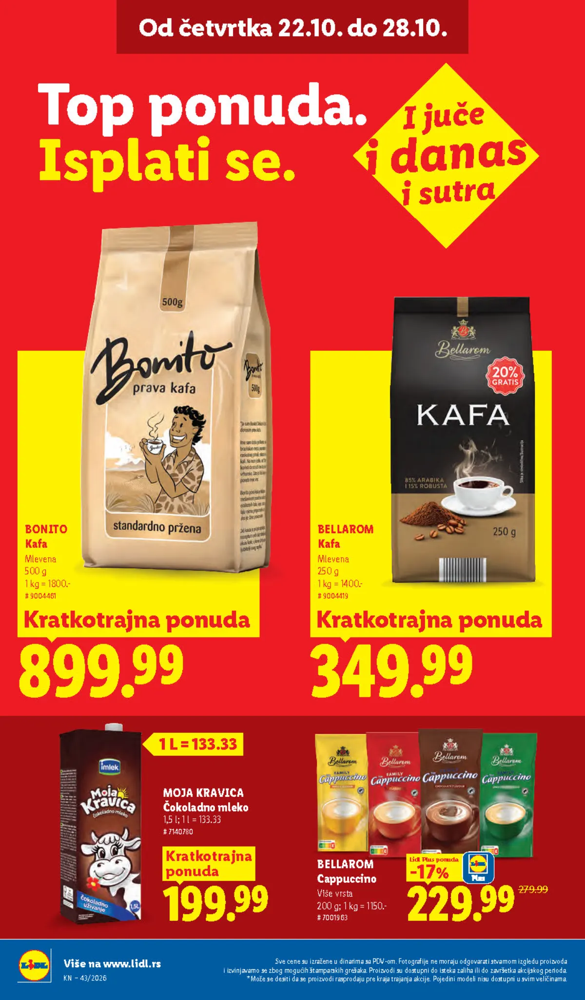Lidl katalog 22–28.10.2026, strana 32 – Bonito mlevena kafa i Bellarom mlevena kafa