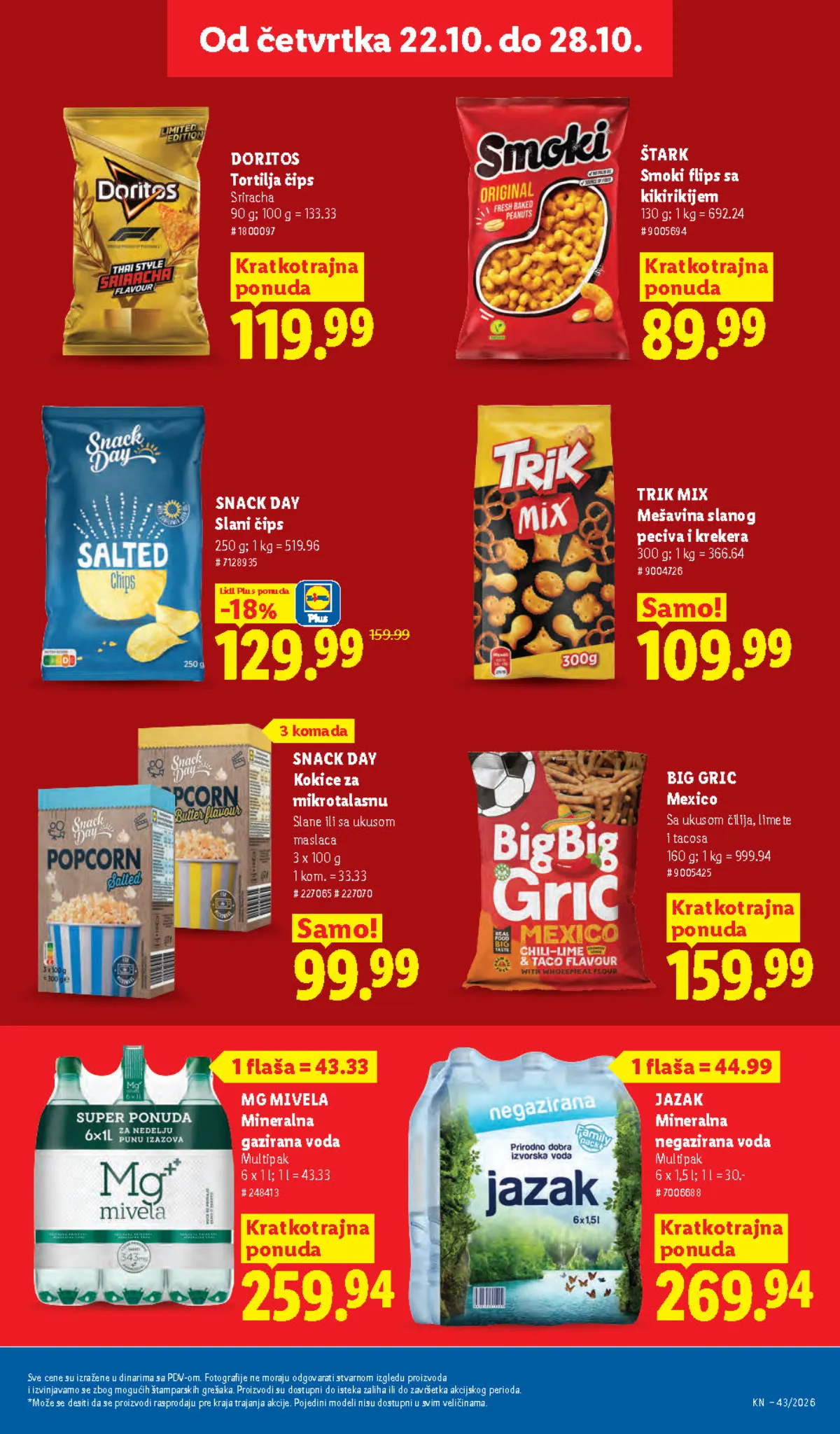 Lidl katalog 22–28.10.2026, strana 35 – Štark Smoki flips i Doritos tortilja čips