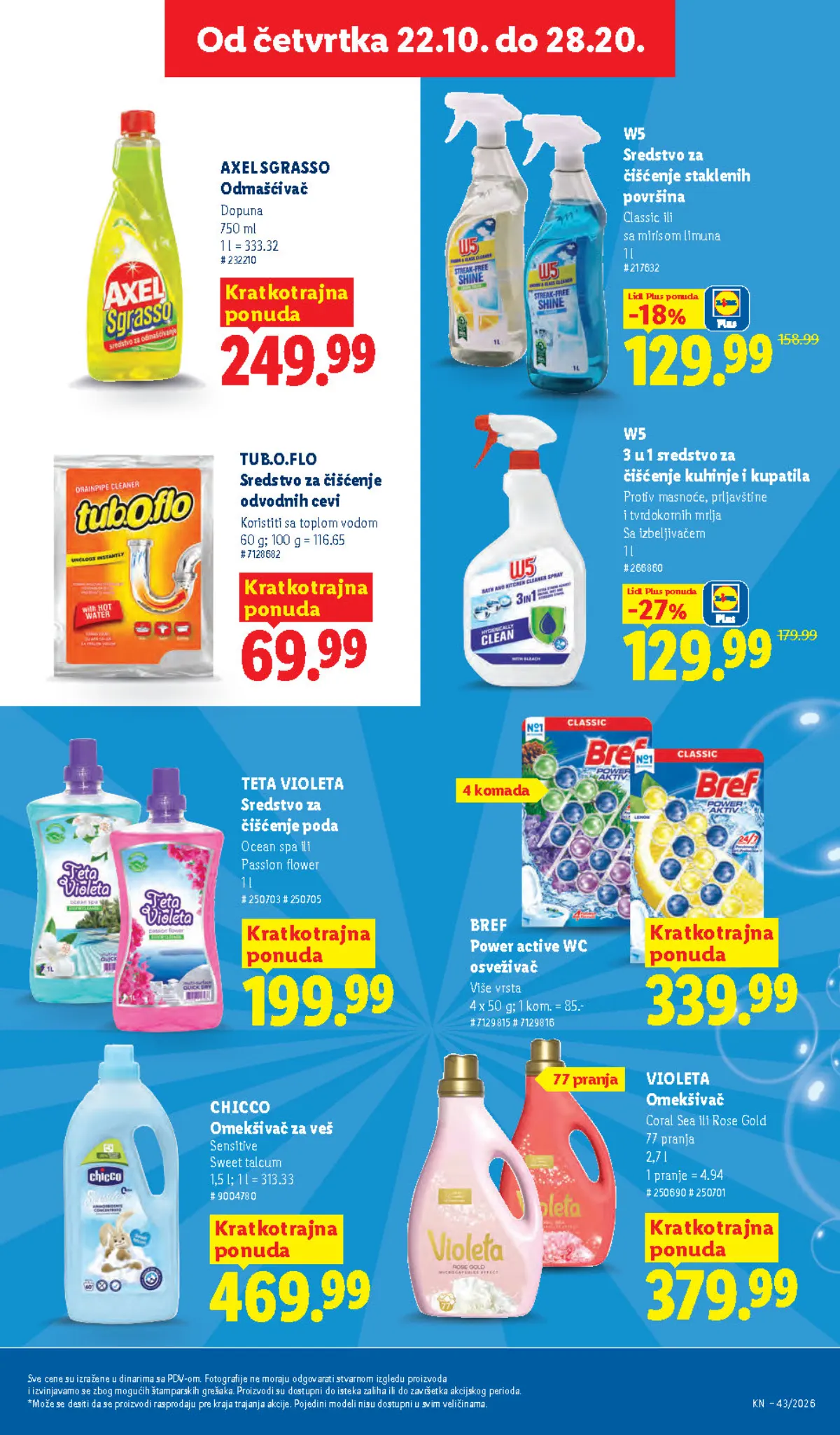 Lidl katalog 22–28.10.2026, strana 39 – Axel Sgrasso odmašćivač i W5 sredstvo za čišćenje stakla