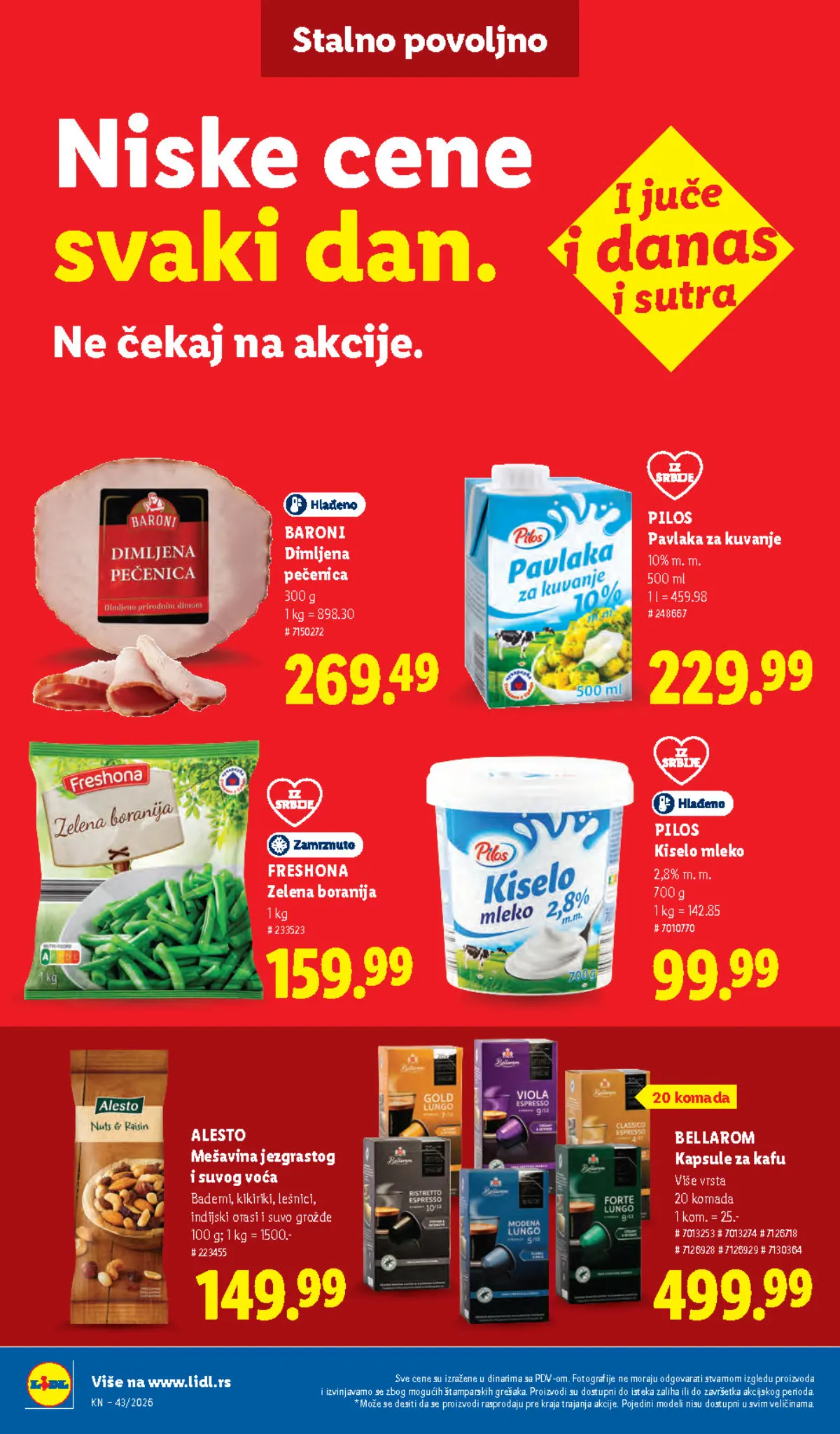 Lidl katalog 22–28.10.2026, strana 40 – Baroni dimljena pečenica i Pilos pavlaka za kuvanje