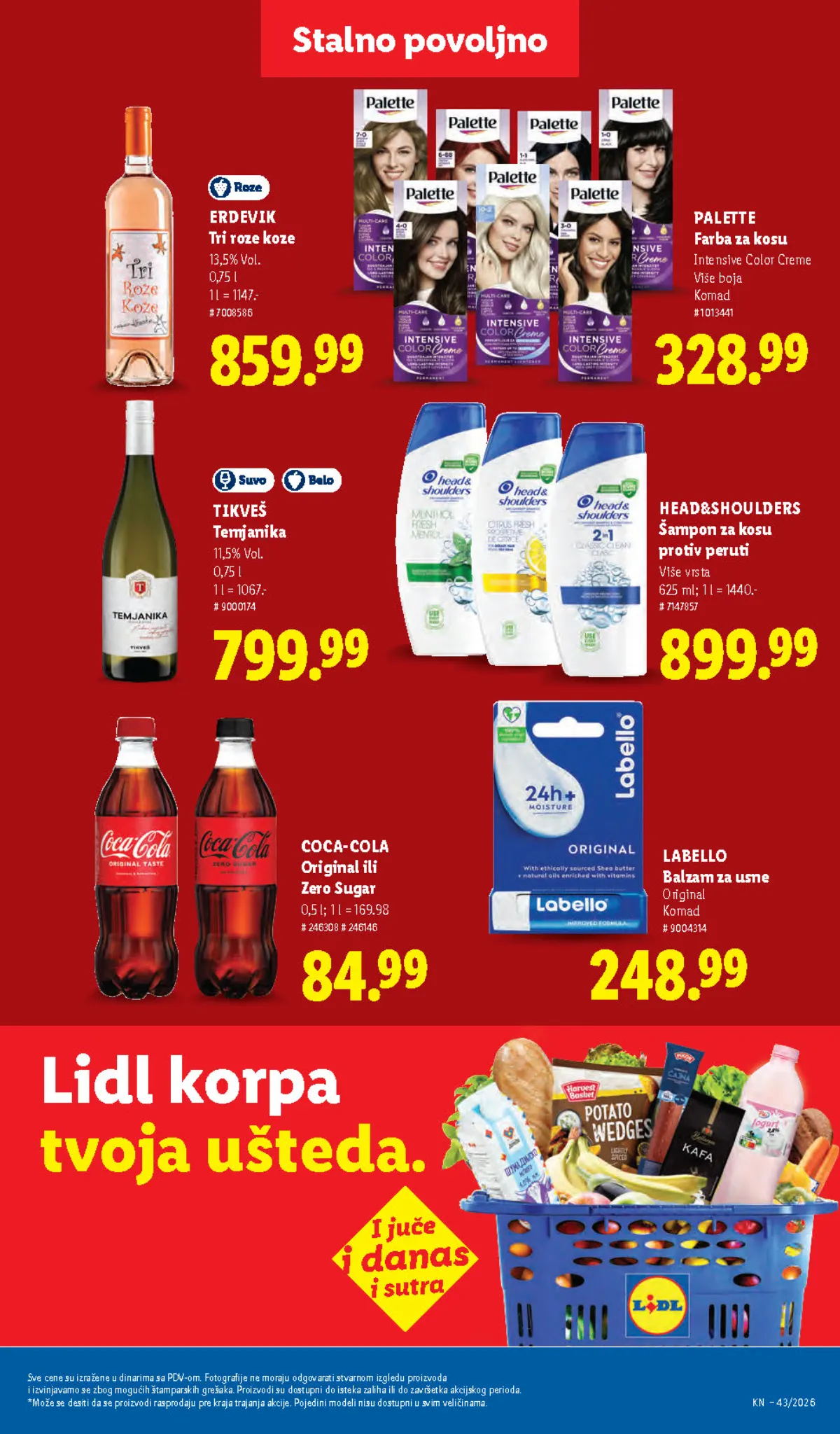 Lidl katalog 22–28.10.2026, strana 43 – Head&Shoulders šampon protiv peruti i Palette farba za kosu