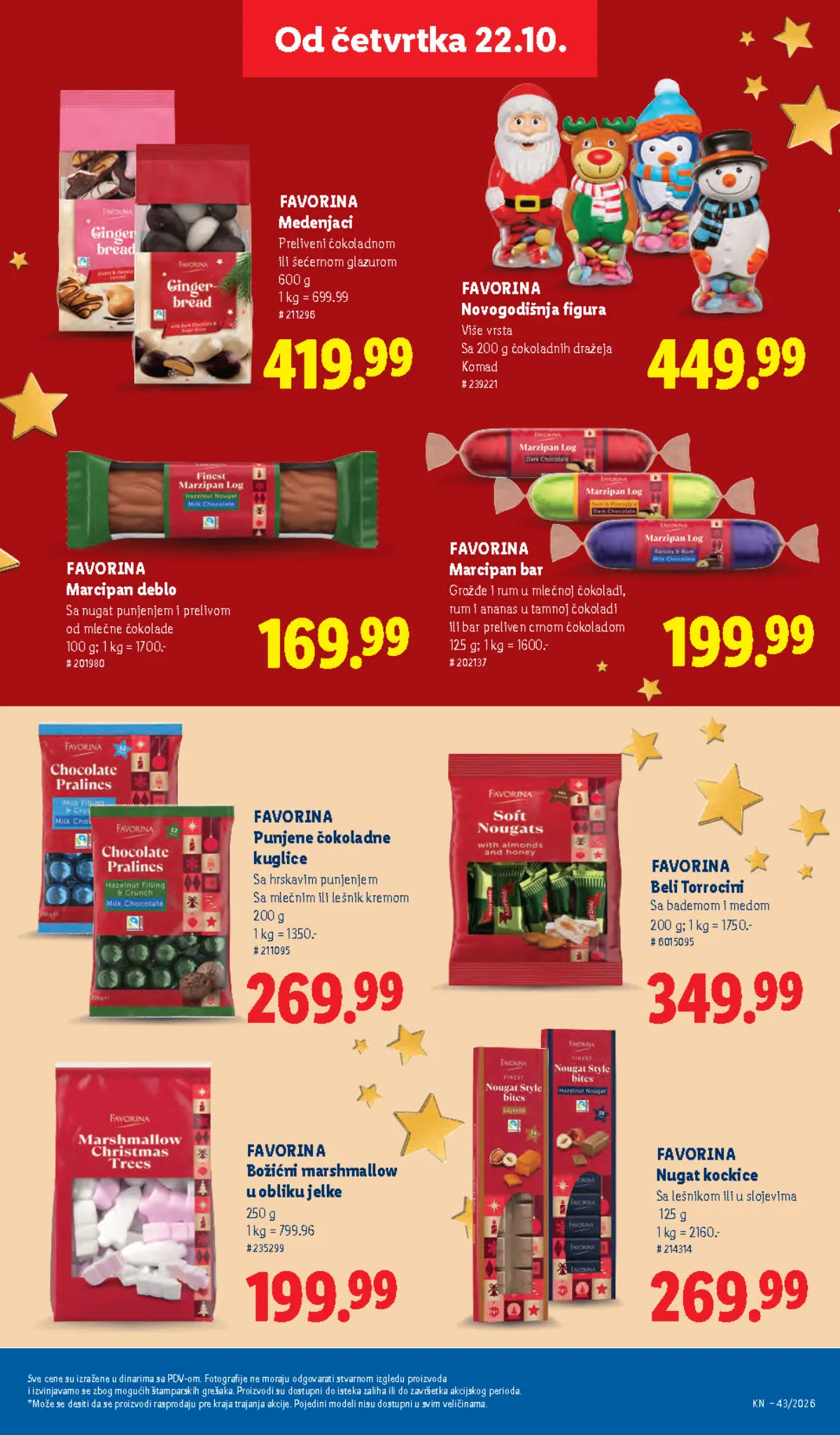 Lidl katalog 22–28.10.2026, strana 47 – Favorina medenjaci i marcipan deblo