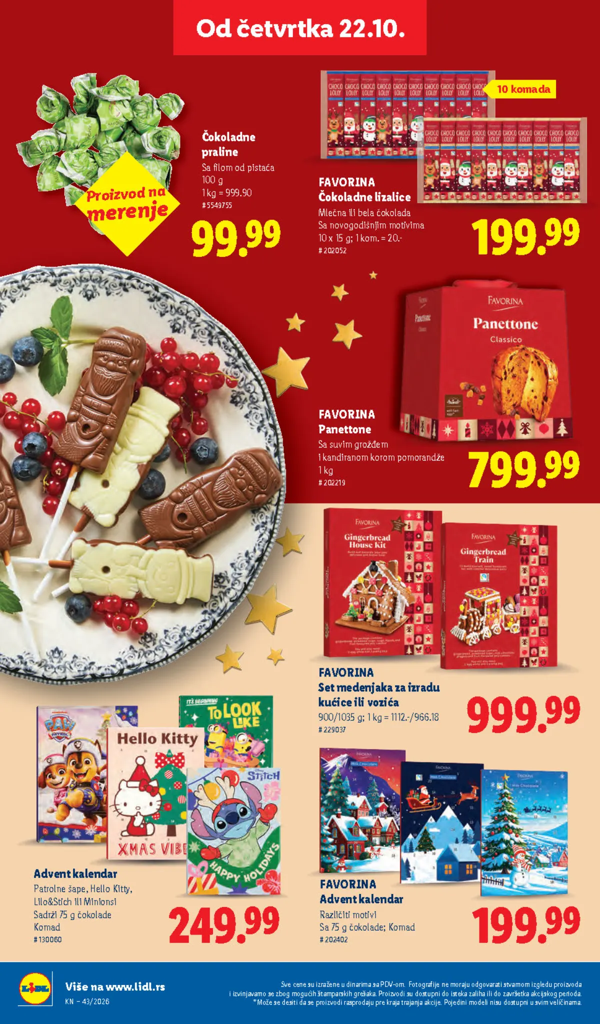 Lidl katalog 22–28.10.2026, strana 48 – Favorina panettone i set medenjaka za izradu kućice ili vozića