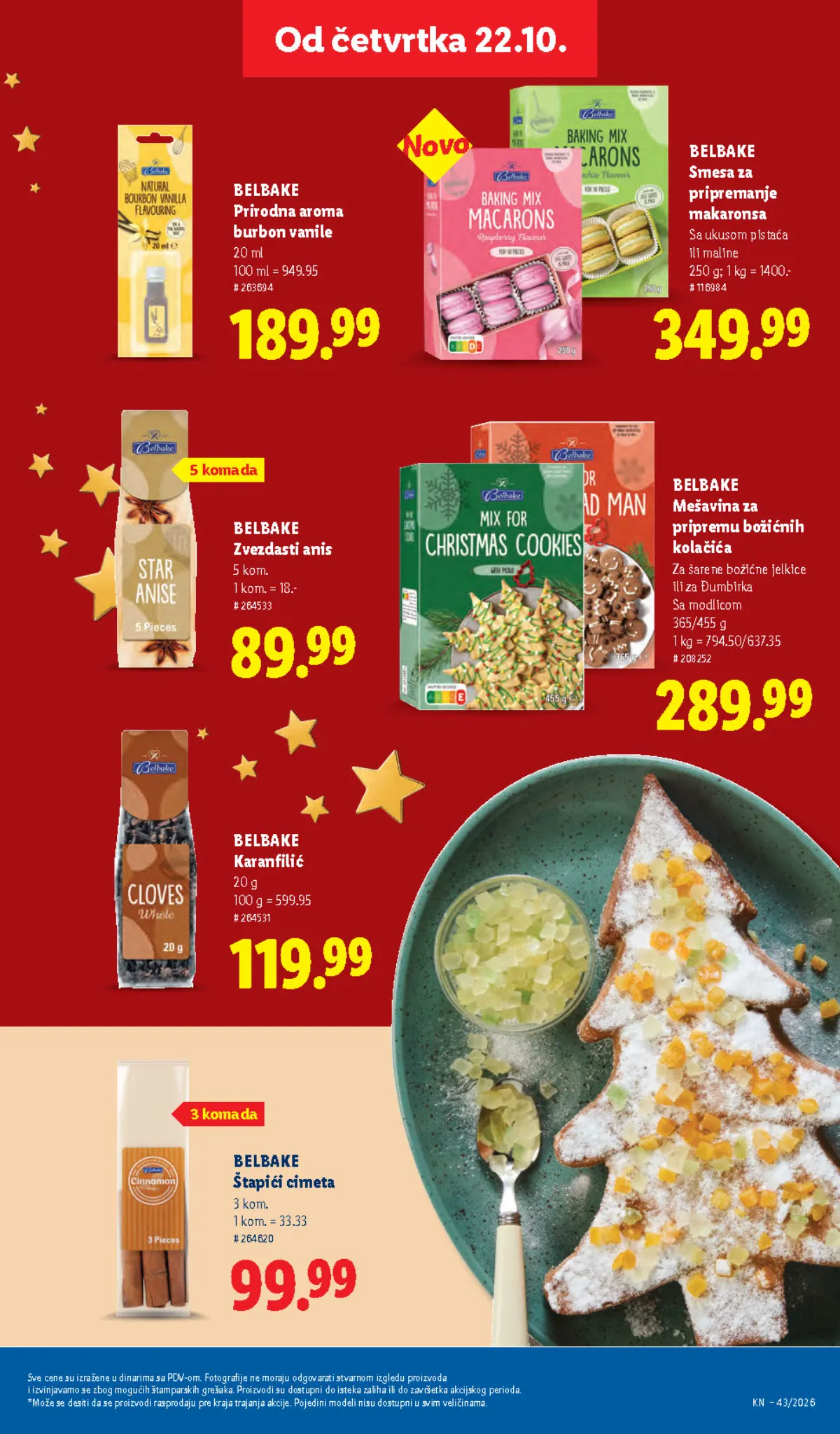 Lidl katalog 22–28.10.2026, strana 53 – Belbake smesa za makaronse i prirodna aroma burbon vanile