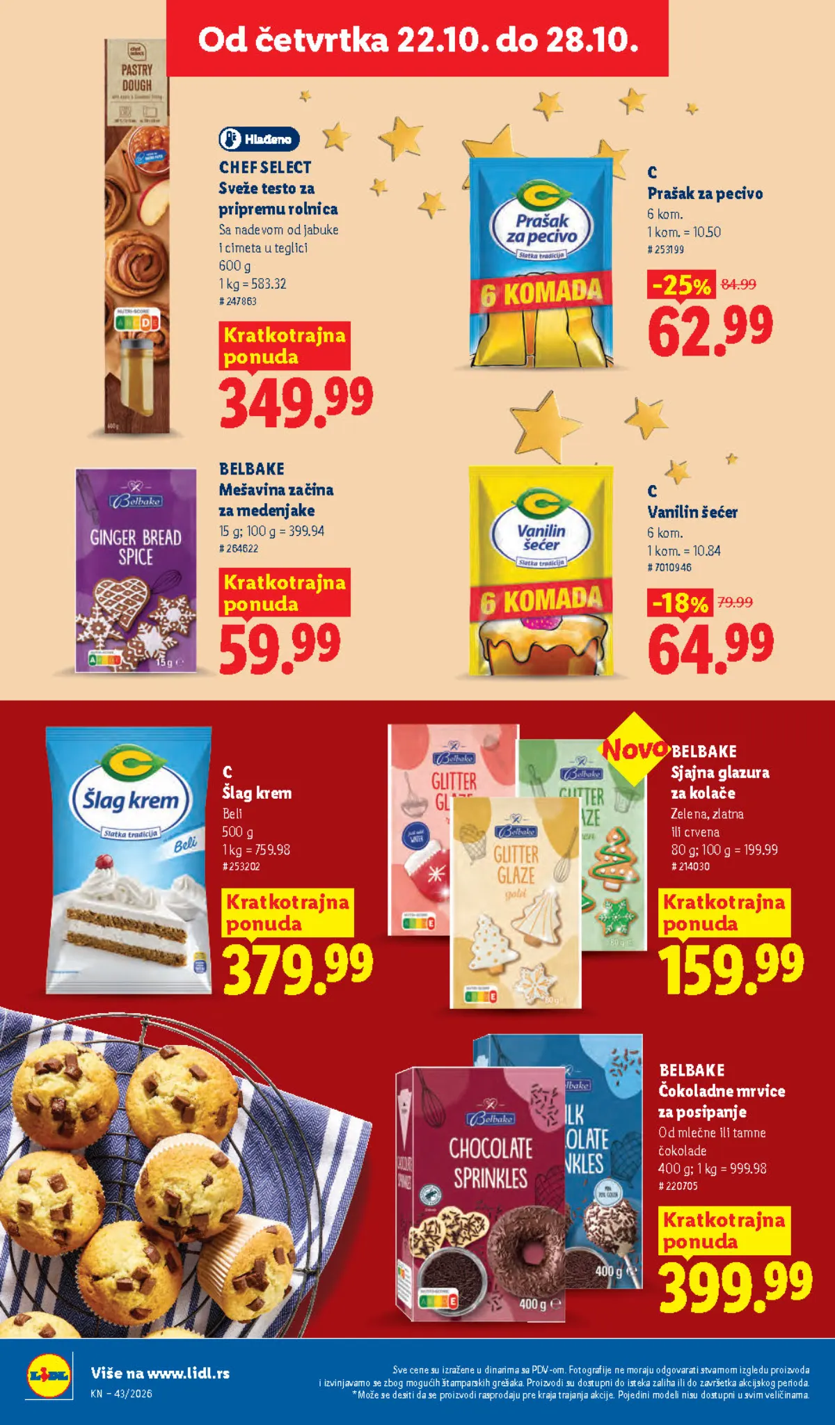 Lidl katalog 22–28.10.2026, strana 54 – Chef Select testo za rolnice sa jabukom i cimetom i C prašak za pecivo