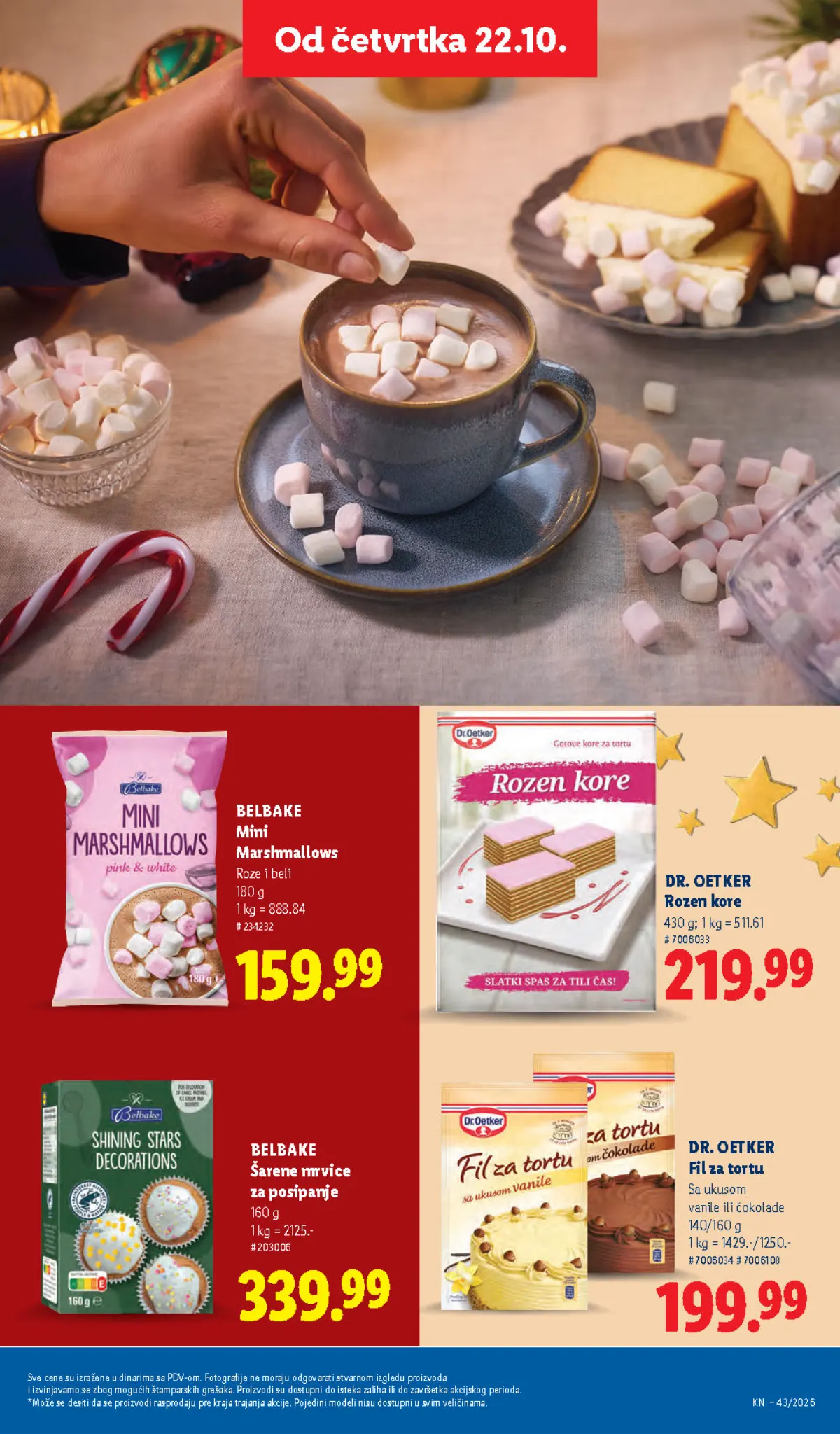 Lidl katalog 22–28.10.2026, strana 55 – Belbake mini marshmallows i Dr. Oetker Rozen kore