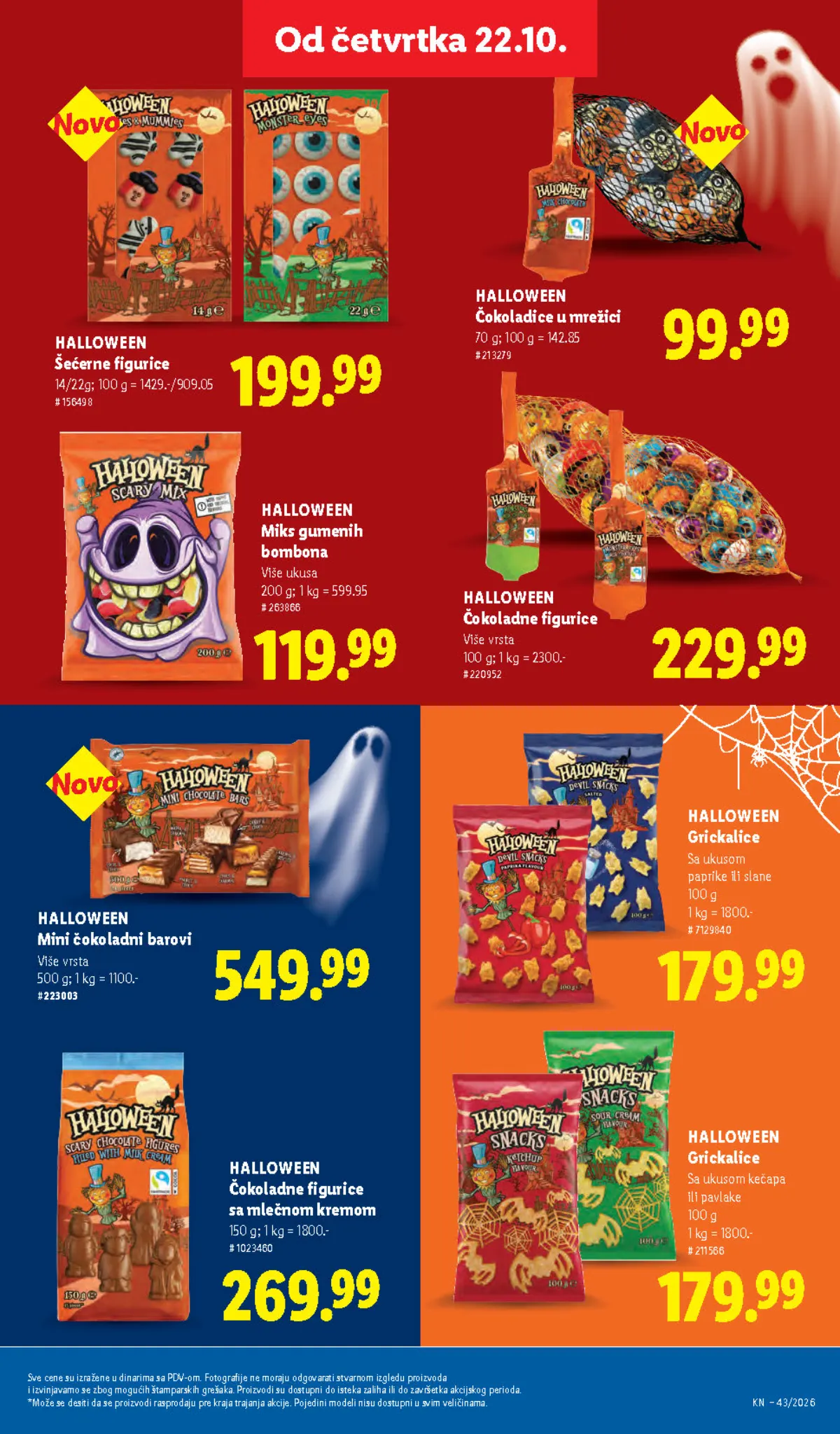 Lidl katalog 22–28.10.2026, strana 61 – Halloween mini čokoladni barovi i miks gumenih bombona