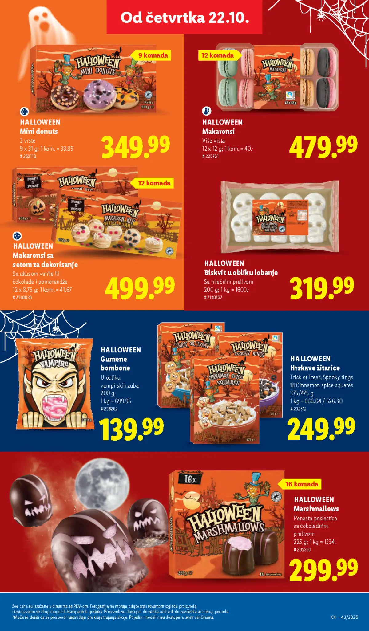 Lidl katalog 22–28.10.2026, strana 63 – Halloween mini donuts i makaronsi