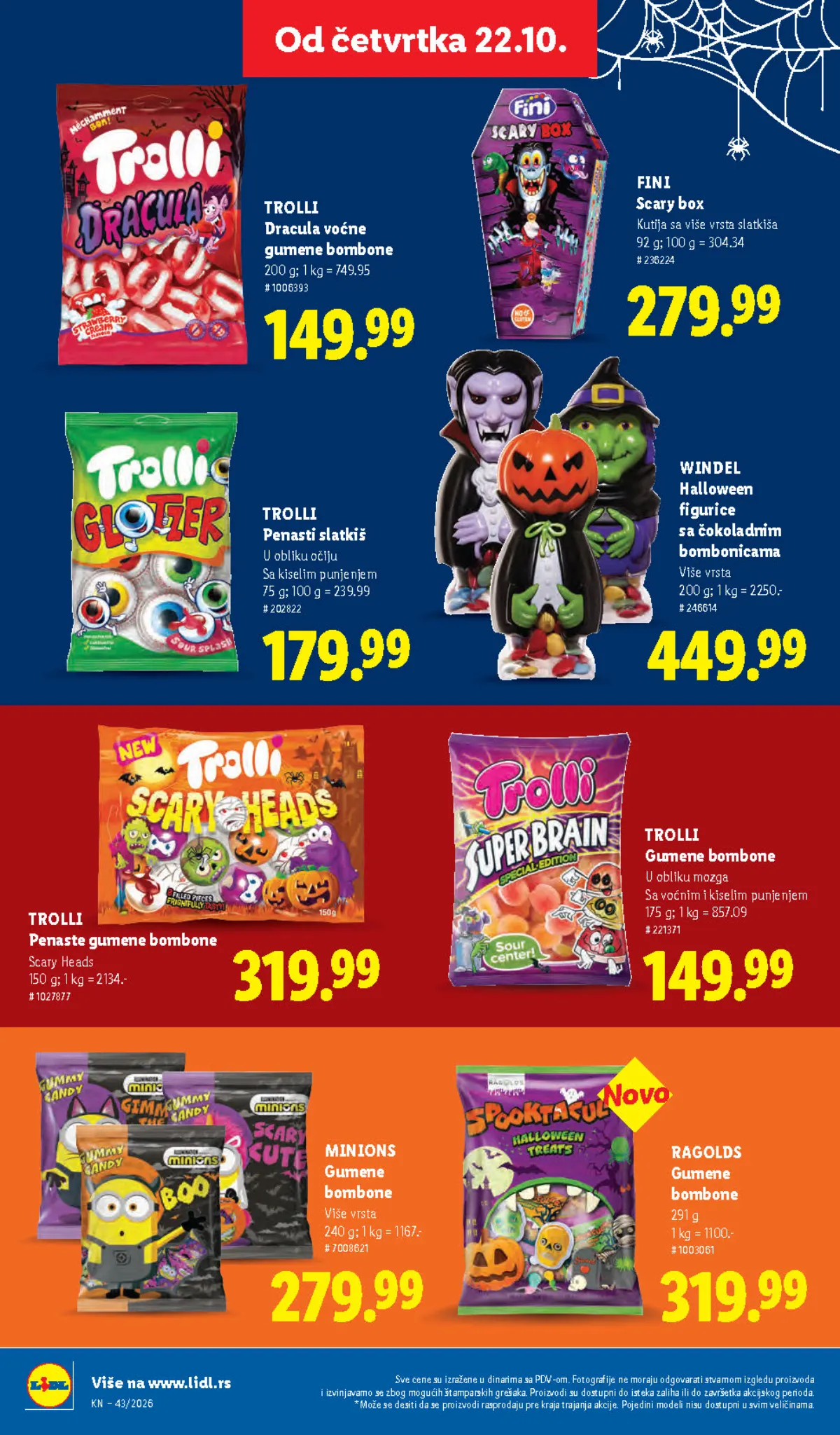 Lidl katalog 22–28.10.2026, strana 64 – Trolli Dracula gumene bombone i Fini Scary box sa slatkišima