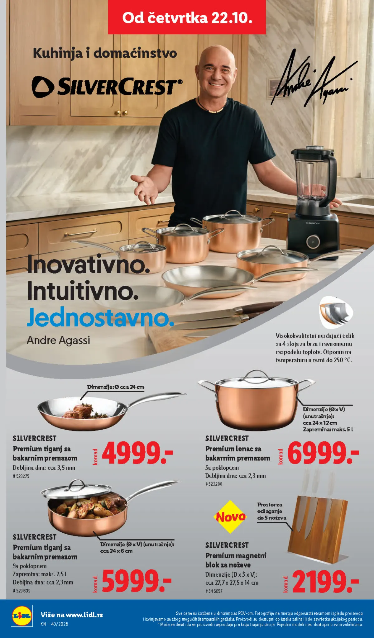 Lidl katalog 22–28.10.2026, strana 74 – Silvercrest premium tiganj i premium lonac sa bakarnim premazom