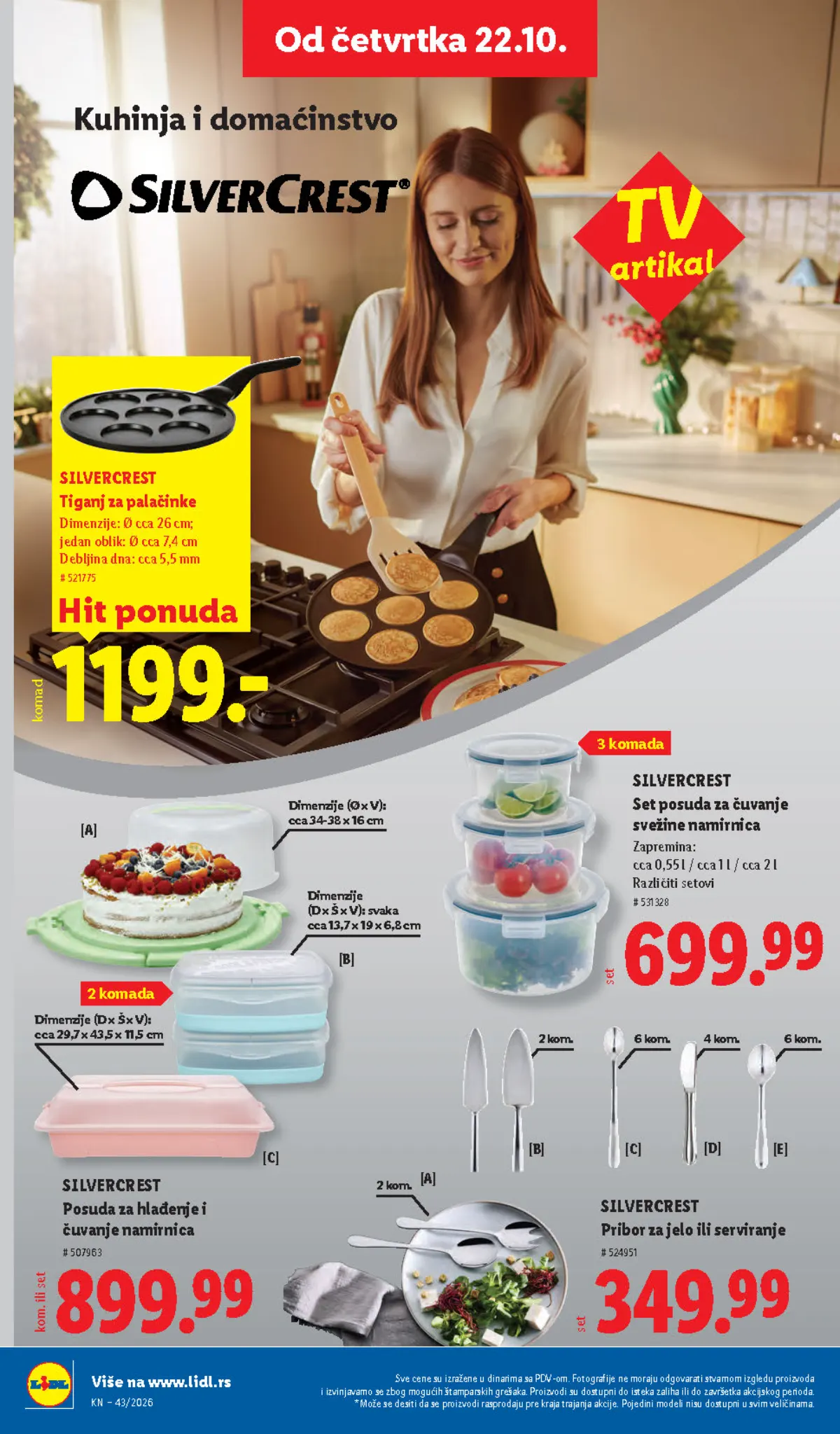 Lidl katalog 22–28.10.2026, strana 78 – Silvercrest tiganj za palačinke i set posuda za čuvanje svežine namirnica