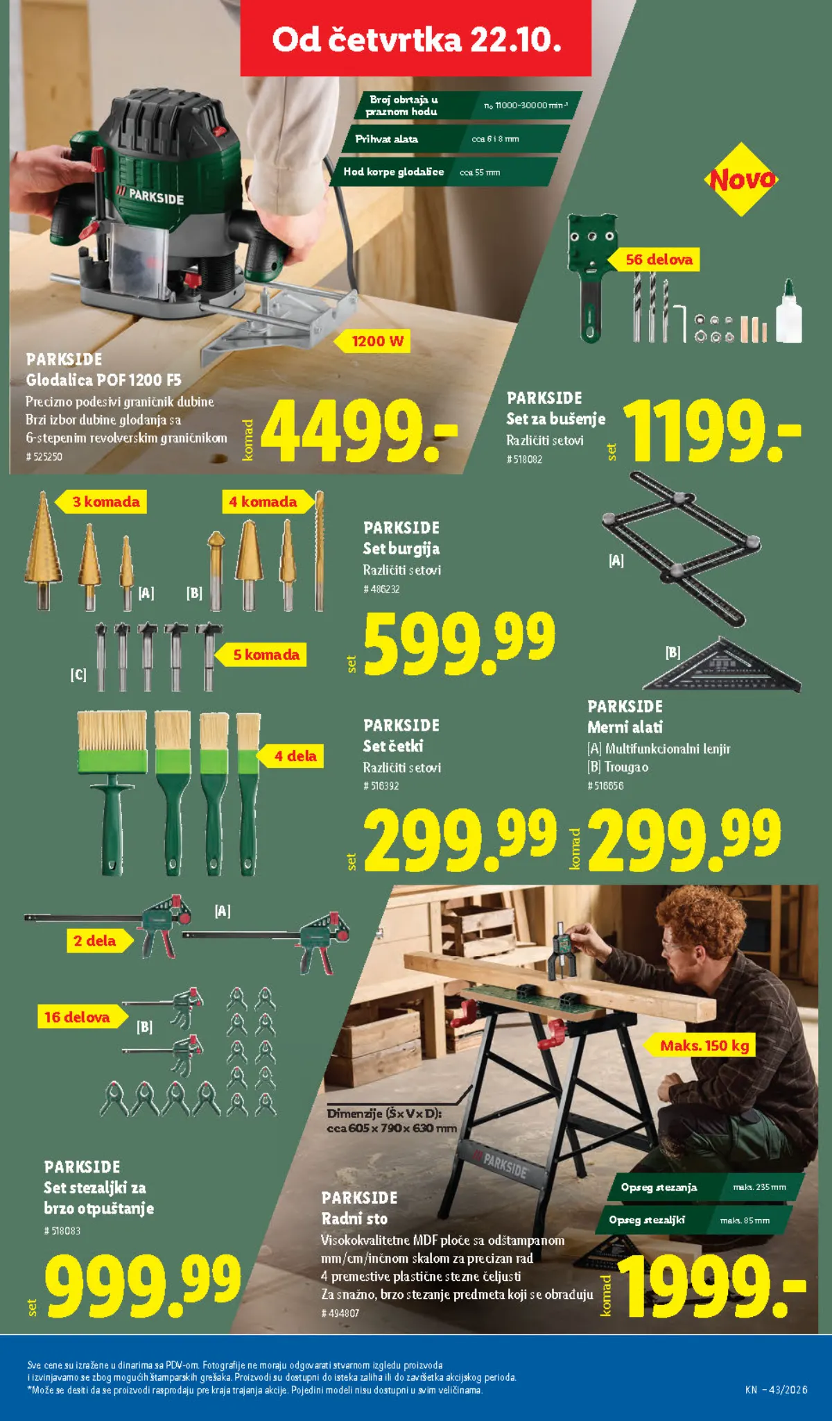 Lidl katalog 22–28.10.2026, strana 81 – PARKSIDE glodalica POF 1200 F5 i radni sto