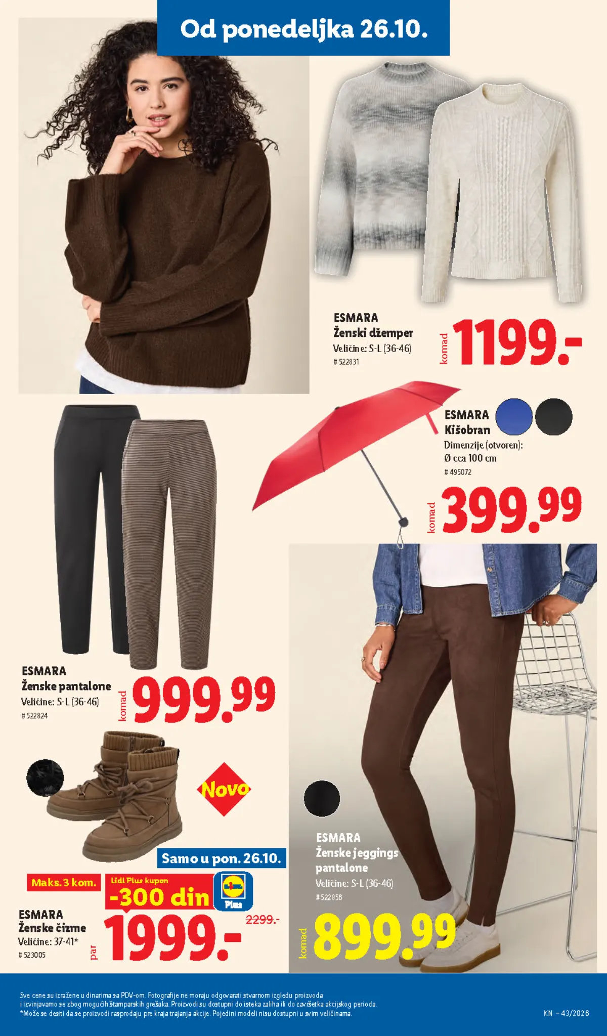 Lidl katalog 22–28.10.2026, strana 87 – Esmara ženske čizme i ženski džemper