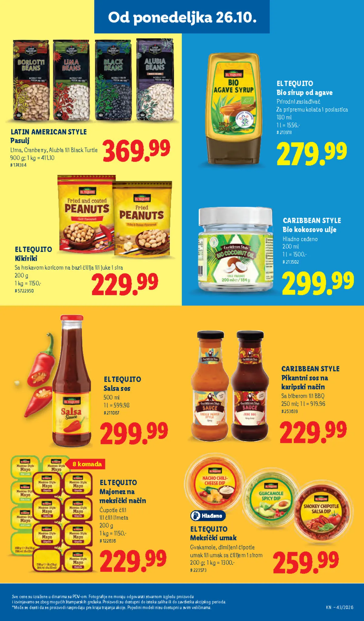 Lidl katalog 22–28.10.2026, strana 95 – El Tequito bio sirup od agave i Caribbean Style bio kokosovo ulje