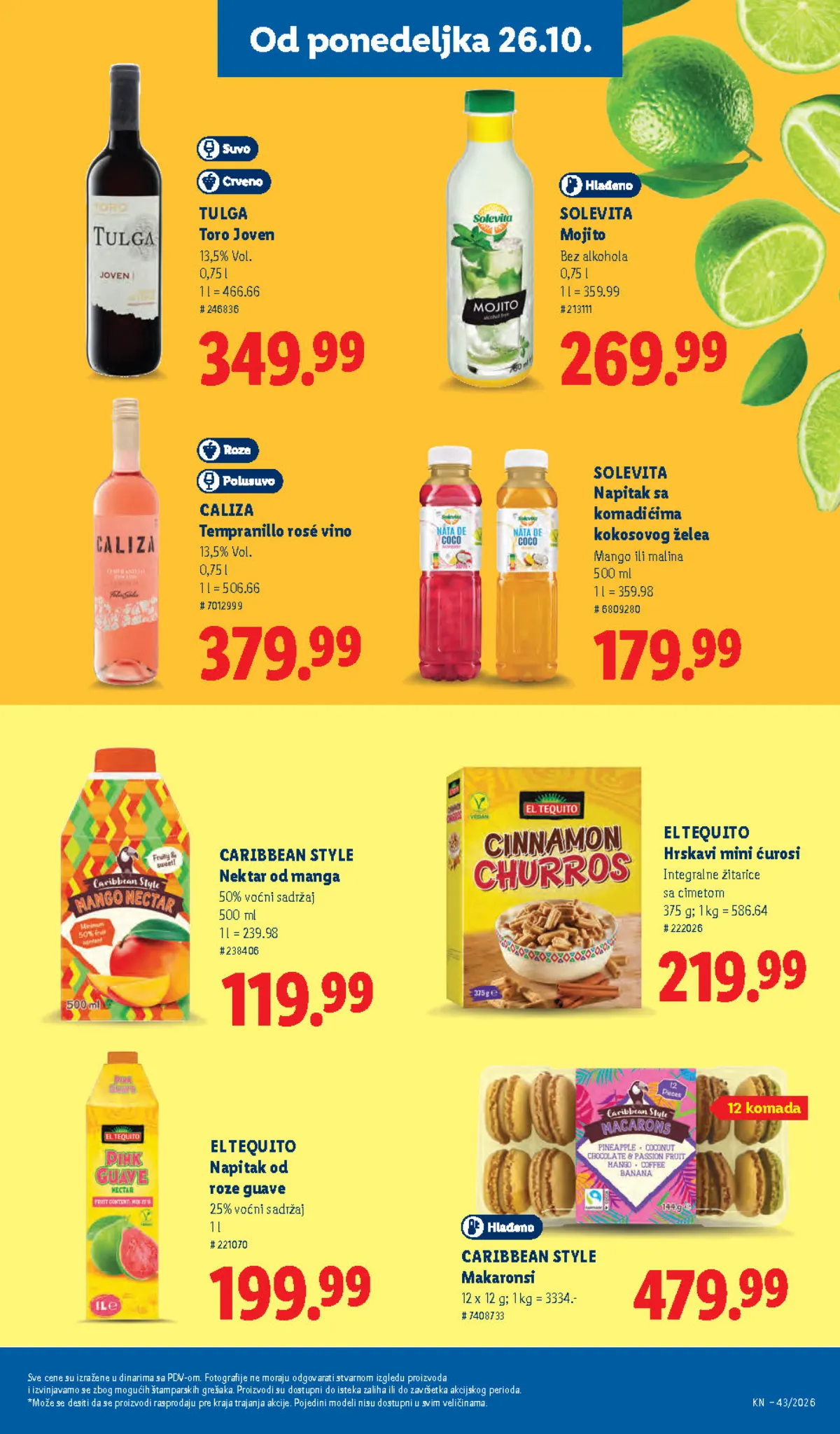 Lidl katalog 22–28.10.2026, strana 97 – Solevita bezalkoholni Mojito i Tulga Toro Joven vino