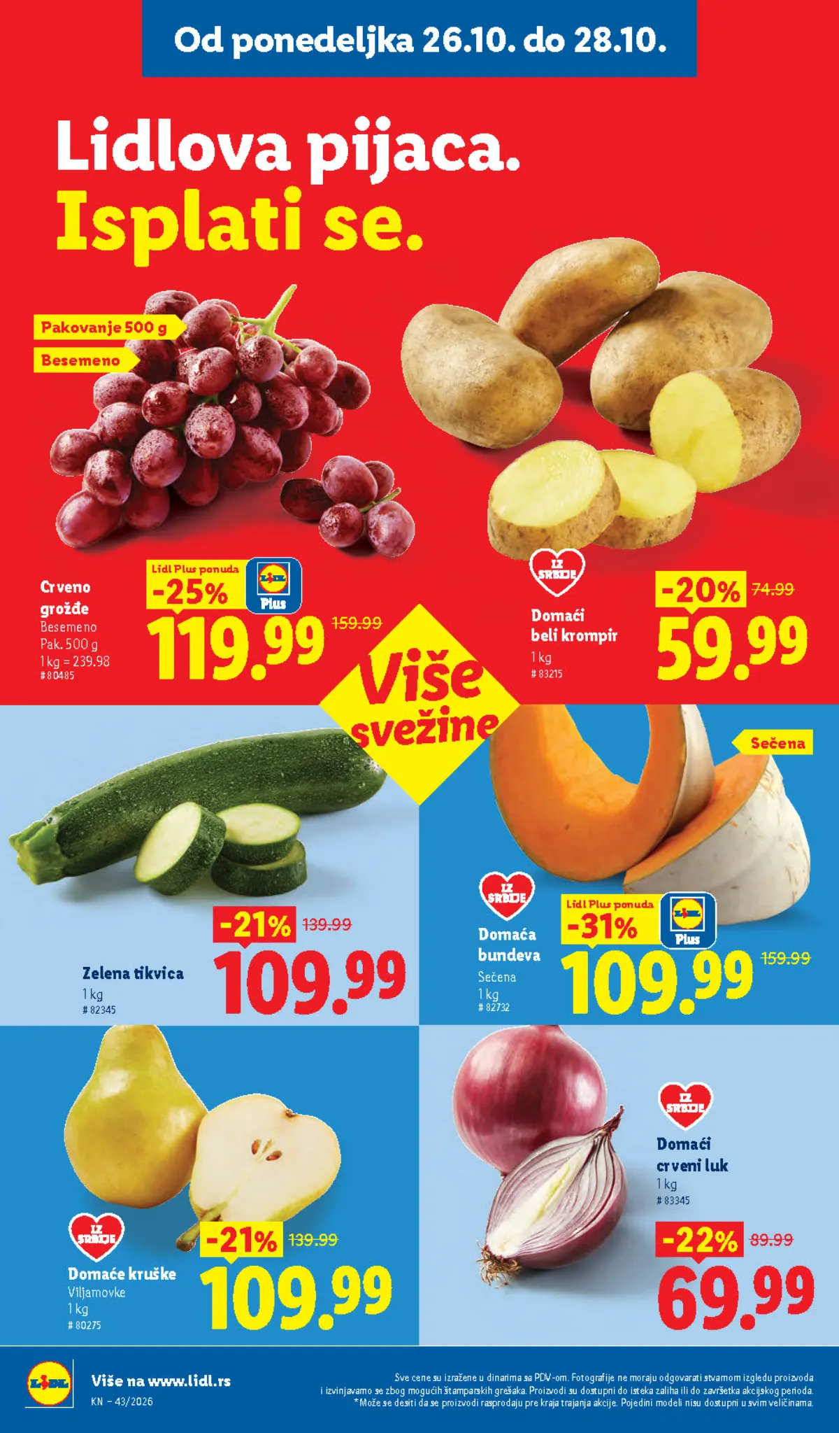 Lidl katalog 22–28.10.2026, strana 100 – crveno besemeno grožđe i domaći beli krompir