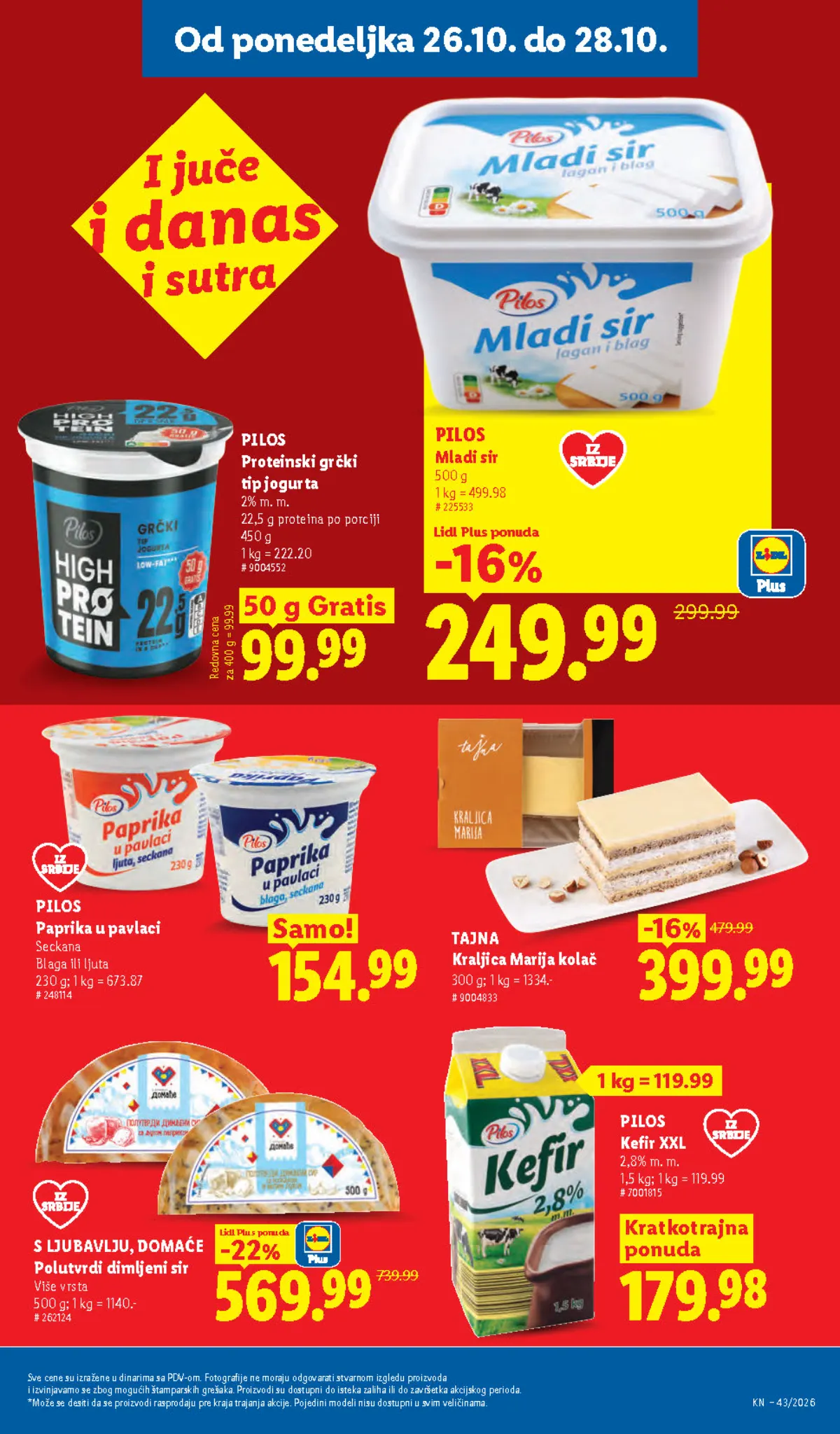 Lidl katalog 22–28.10.2026, strana 103 – Pilos proteinski grčki tip jogurta i mladi sir