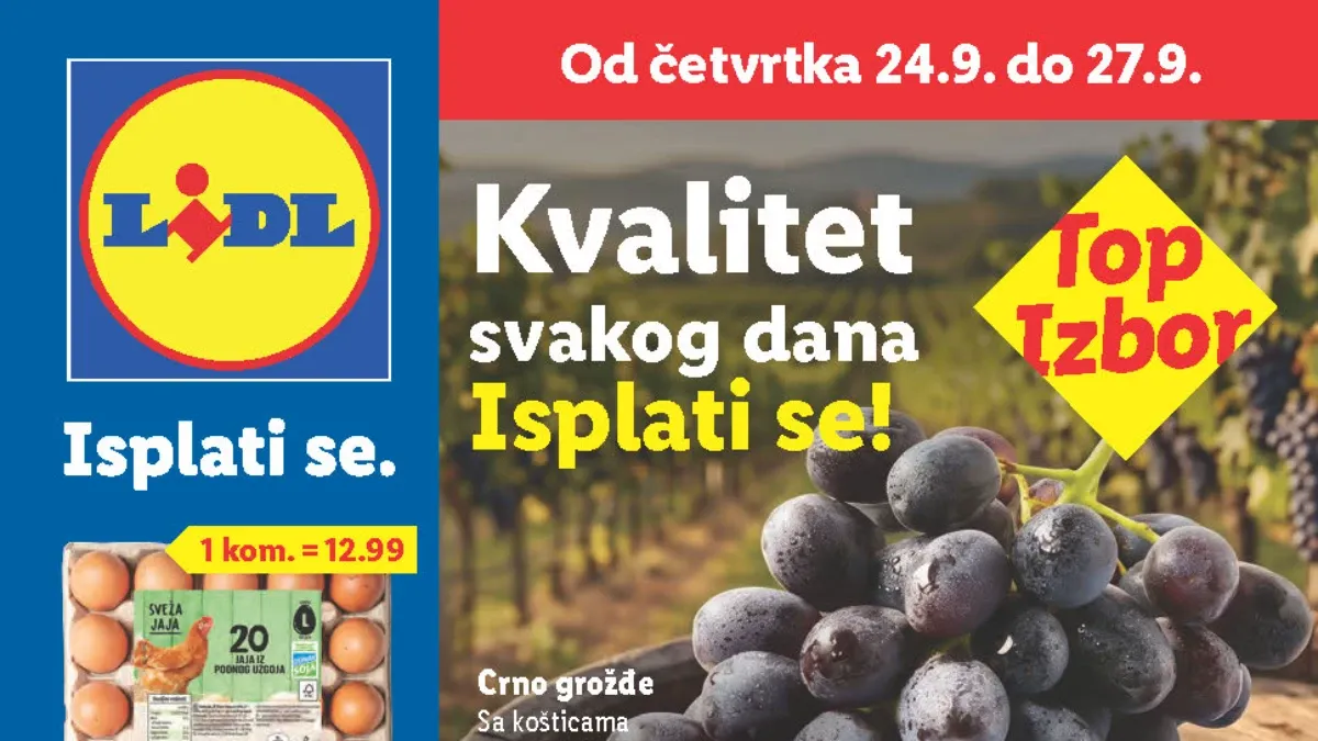 LIDL katalog od 24.09. do 30.09.2026. – najava nove akcije, Lidl Plus popusti, prehrana, meso, voće i povrće