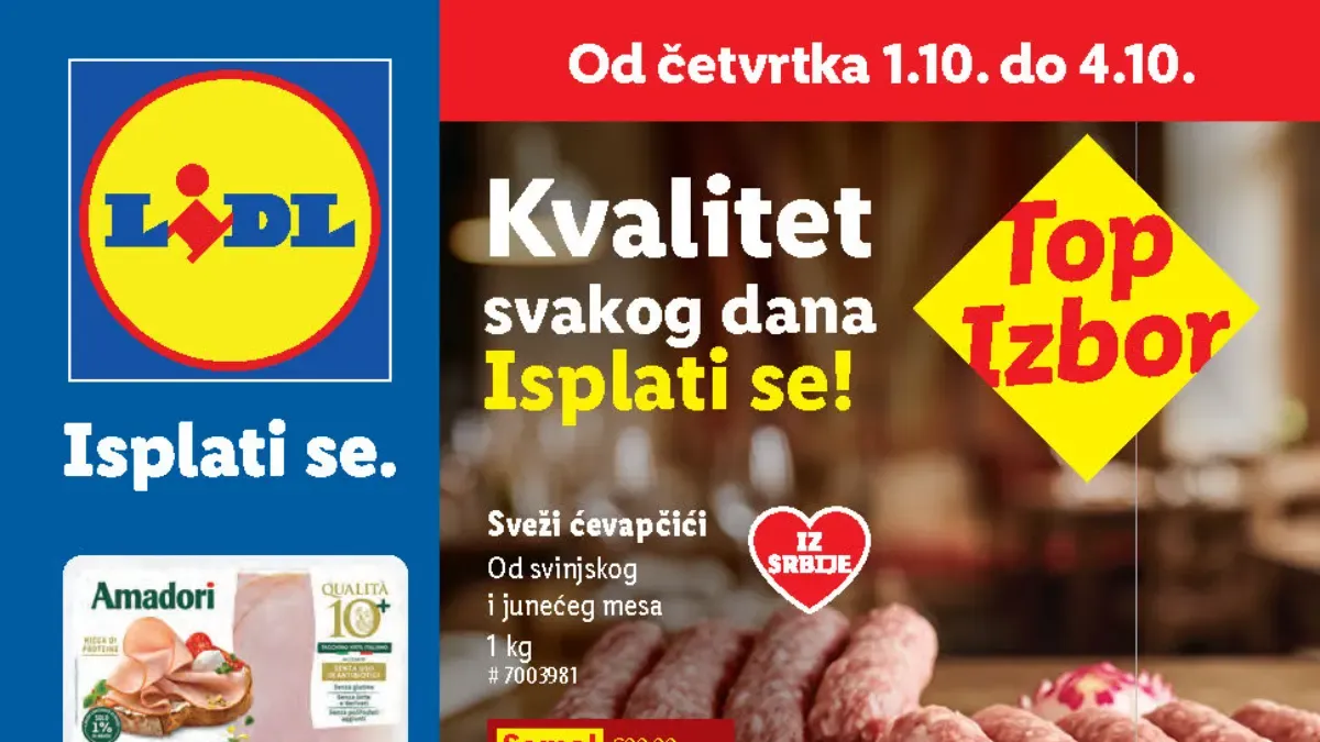 LIDL katalog od 01.10. do 07.10.2026. – Lidl Plus popusti, prehrana, meso, voće, povrće i velika akcijska ponuda