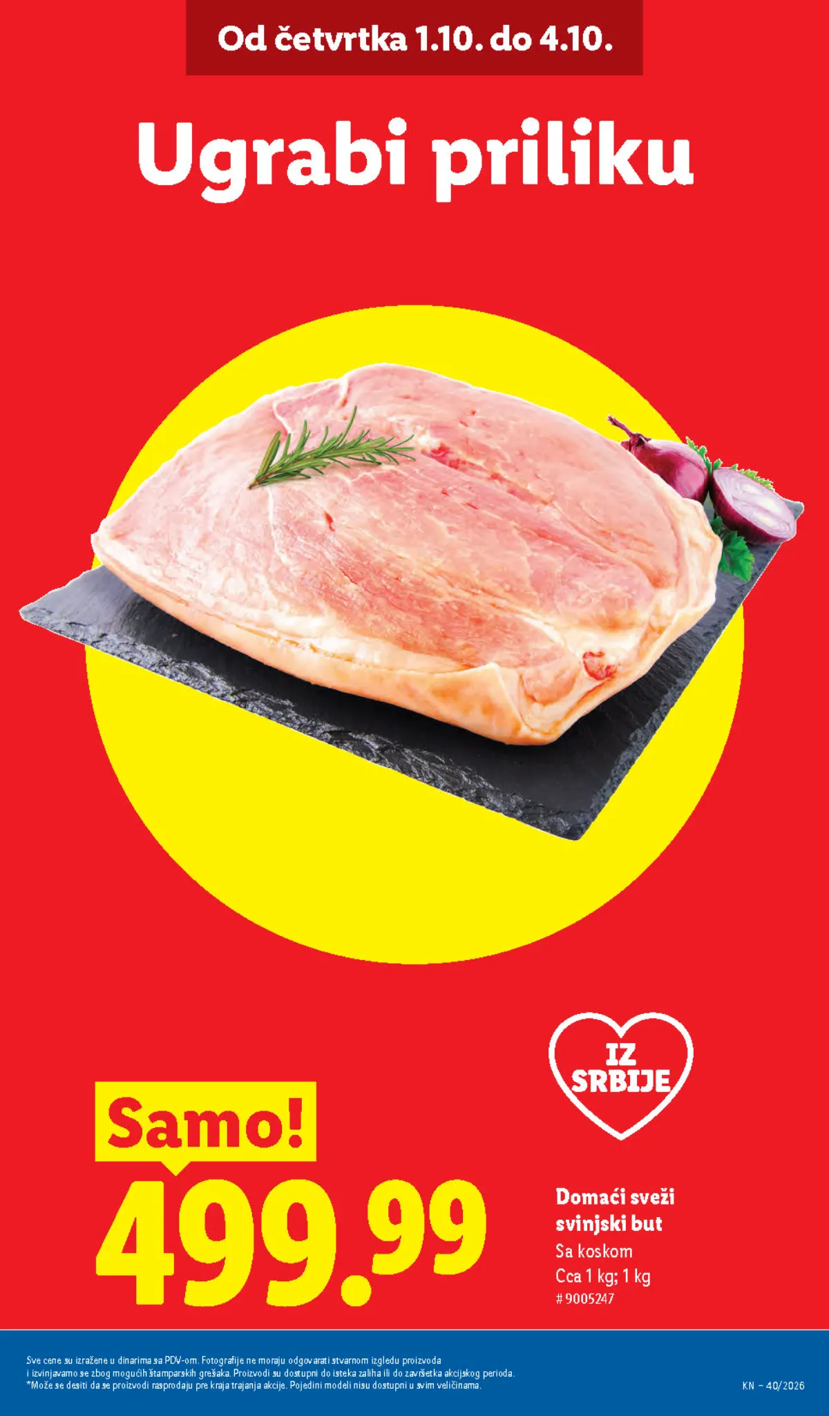 LIDL katalog – domaći svježi svinjski but sa koskom 499,99 RSD