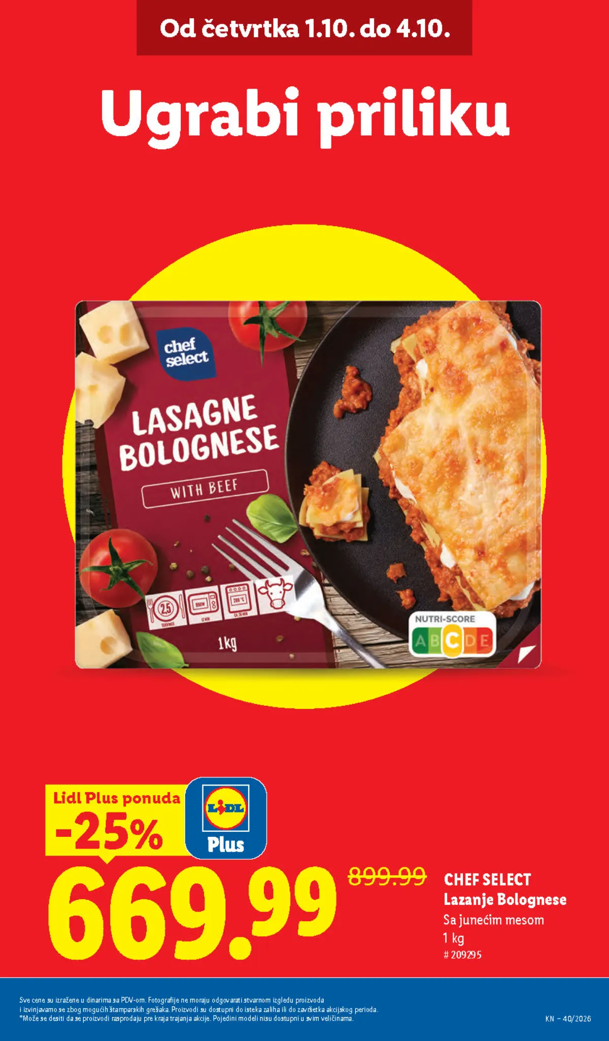 LIDL katalog – Chef Select lazanje Bolognese 669,99 RSD