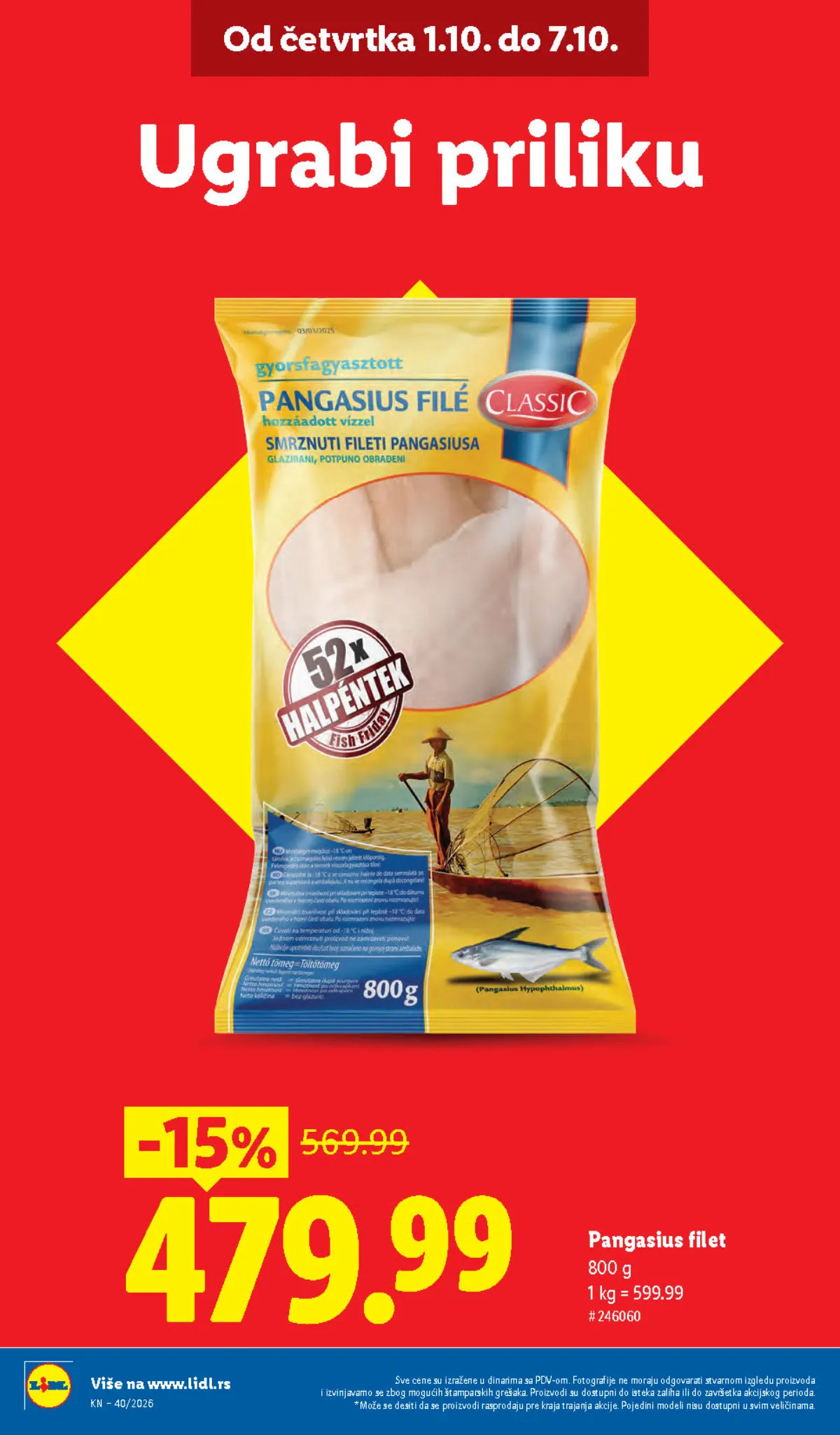 LIDL katalog – Pangasius filet 800 g 479,99 RSD