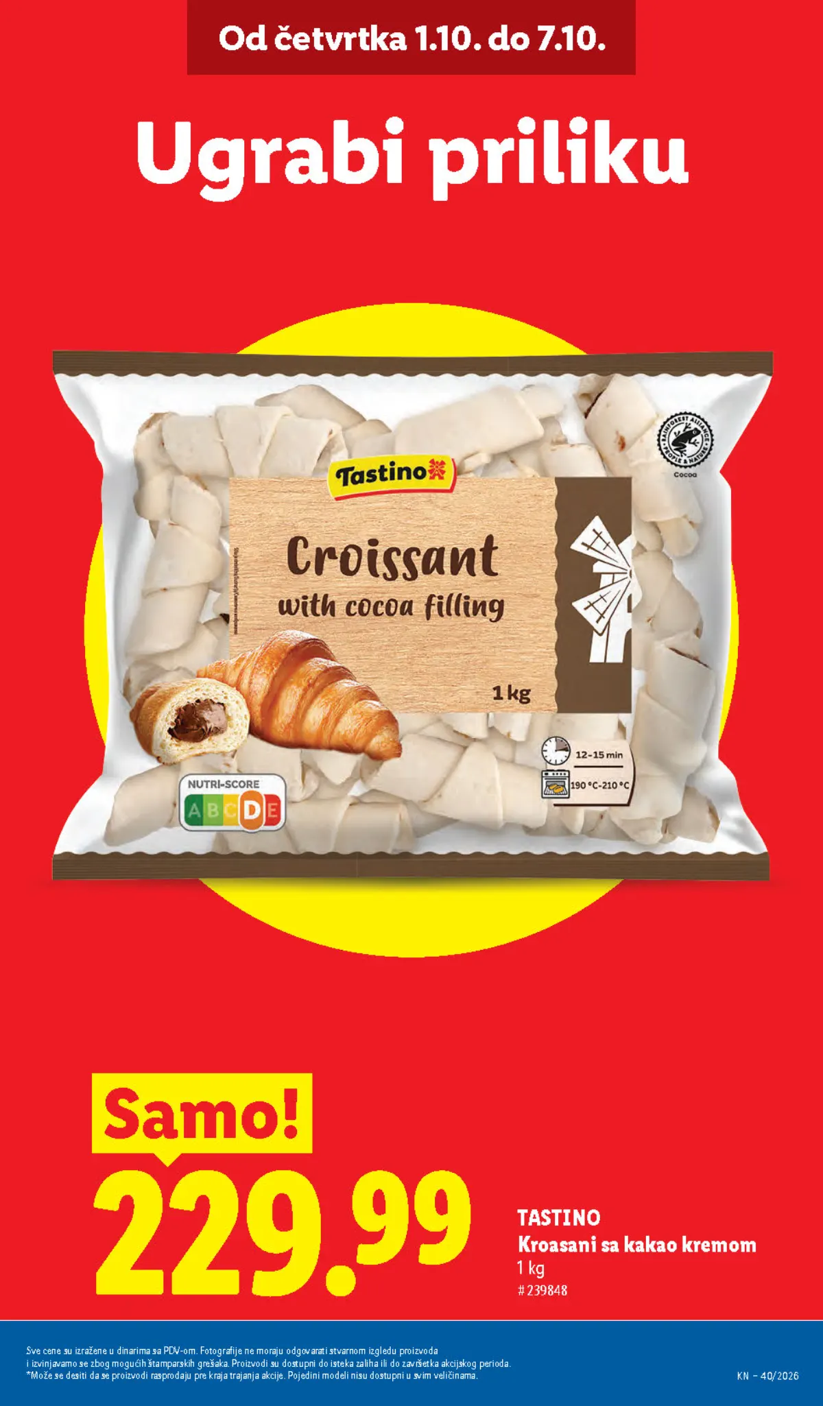 LIDL katalog – Tastino kroasani sa kakao kremom 1 kg 229,99 RSD