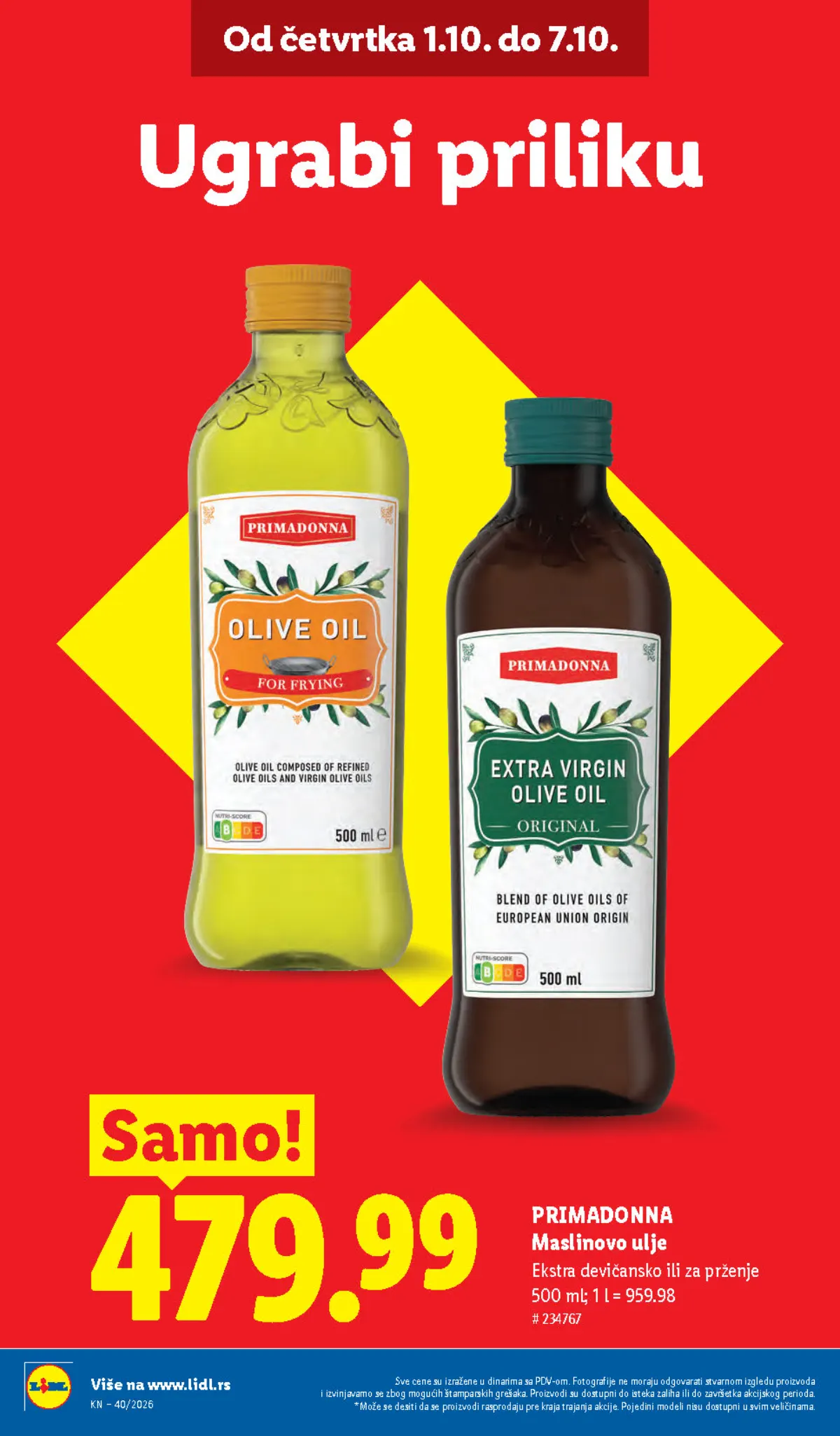 LIDL katalog – Primadonna maslinovo ulje 500 ml 479,99 RSD