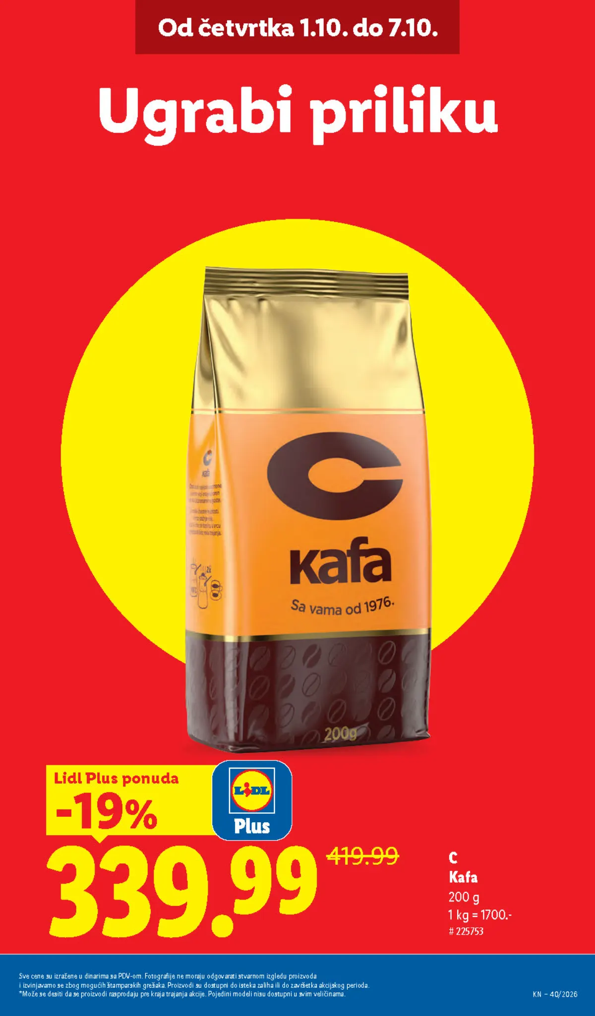 LIDL katalog – C kafa 200 g na Lidl Plus akciji