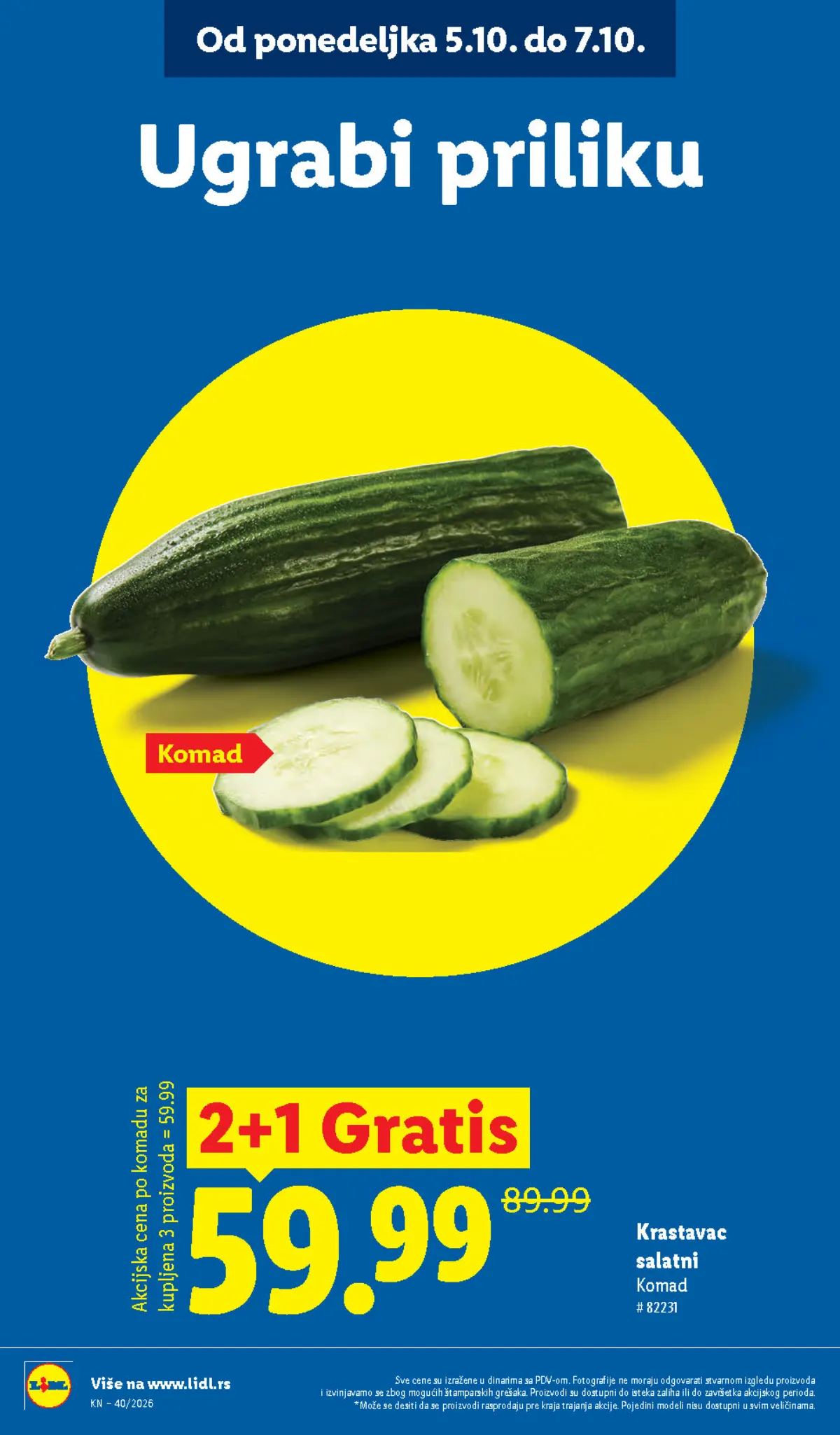 LIDL katalog – salatni krastavac 2 plus 1 gratis