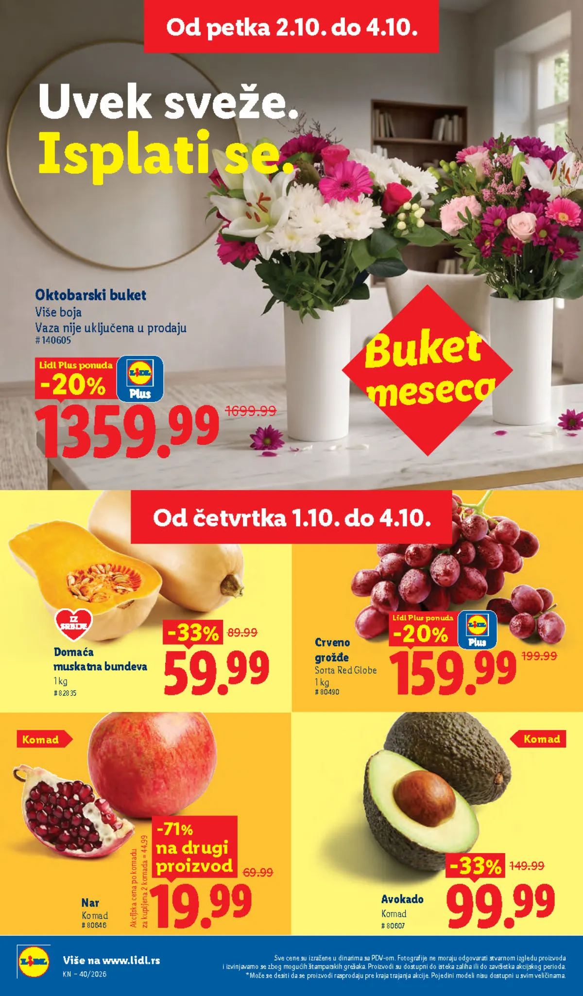 LIDL katalog – voće, povrće i oktobarski buket na akciji