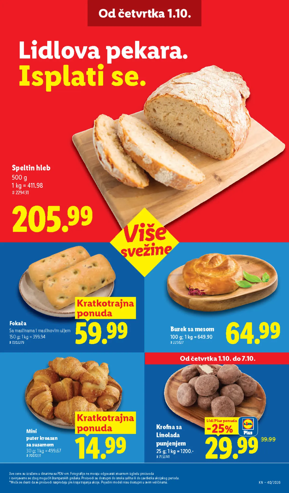 LIDL pekara – krofne, hljeb, fokača, burek i kroasani na akciji