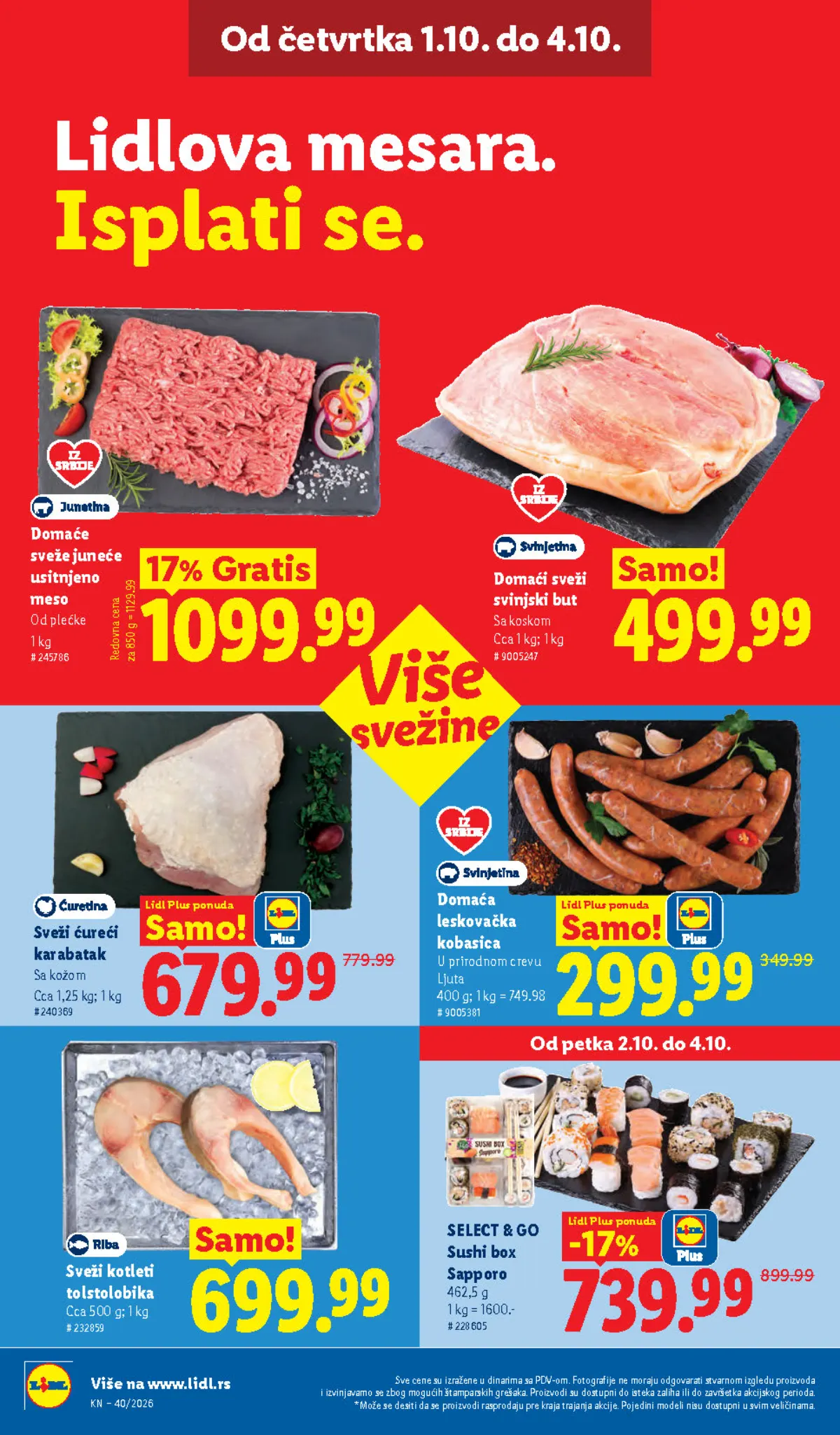 LIDL mesara – svinjski but, ćureći karabatak, kobasice i juneće meso