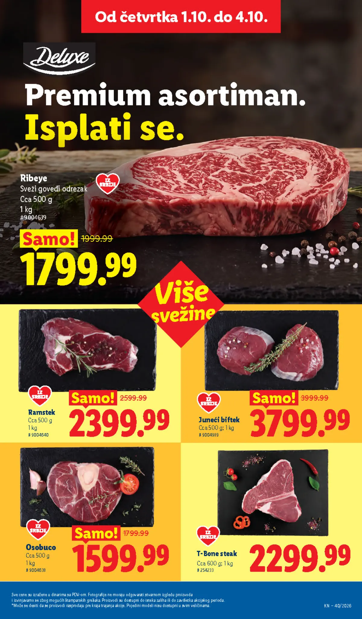 LIDL Deluxe premium meso – Ribeye, T-Bone, ramstek i biftek