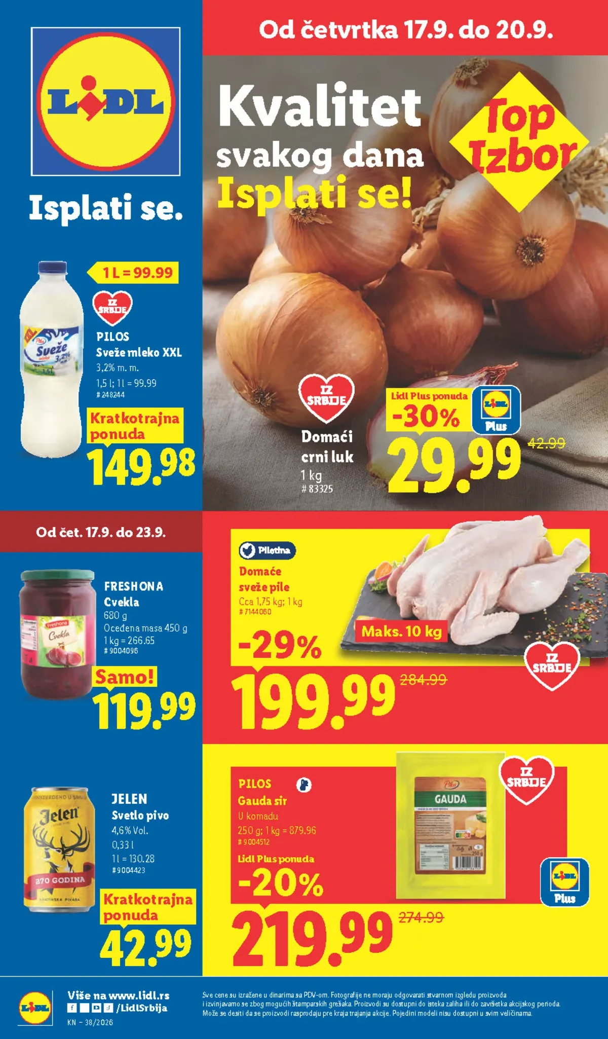 LIDL katalog od 17.09. do 23.09.2026. donosi akcijske cene hrane, pića, mesa, voća, kućnih proizvoda i Lidl Plus ponude