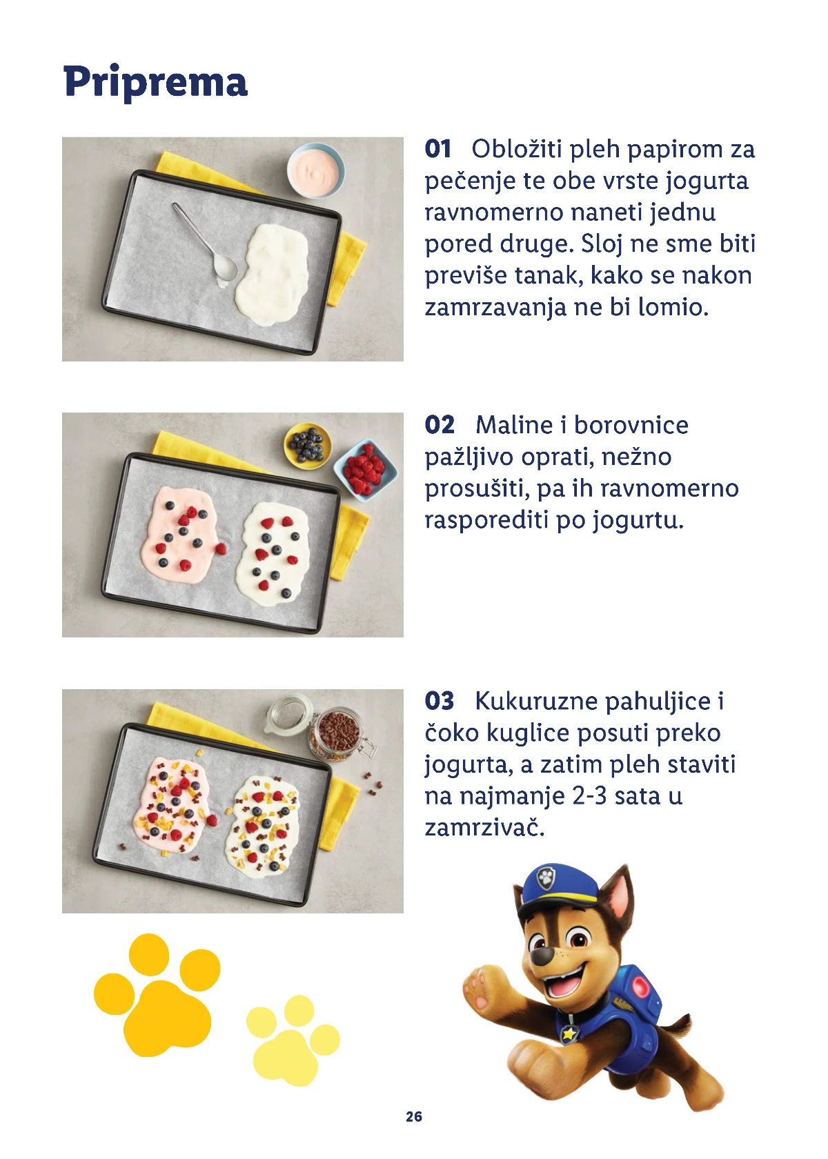 Priprema zaleđenih jogurt zalogajčića sa voćem