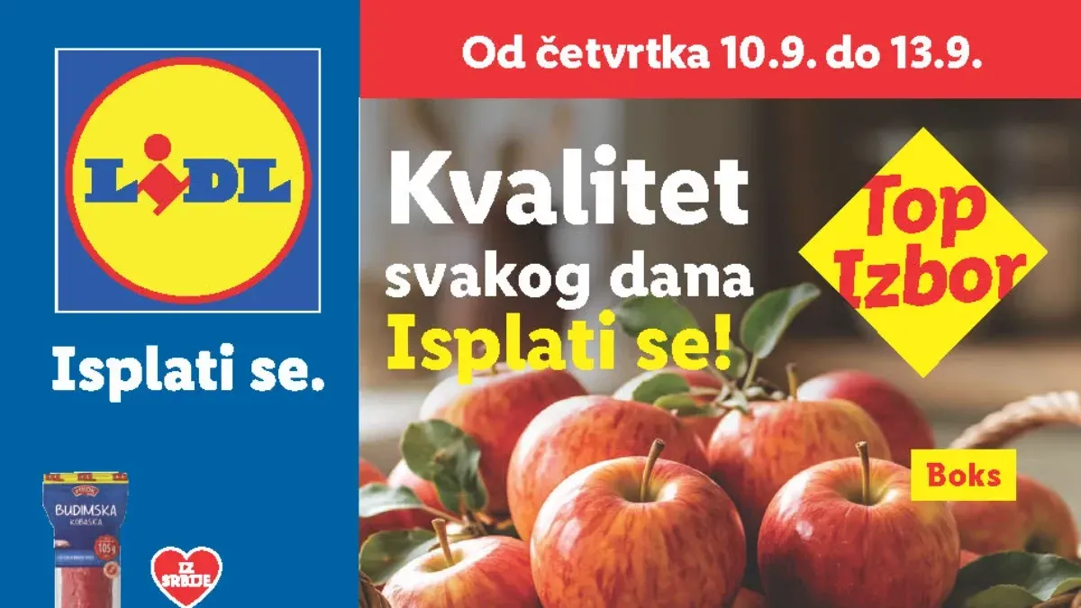 LIDL katalog od 10.09.2026. donosi novu akciju na prehranu, piće, kućne proizvode i druge artikle po sniženim cenama