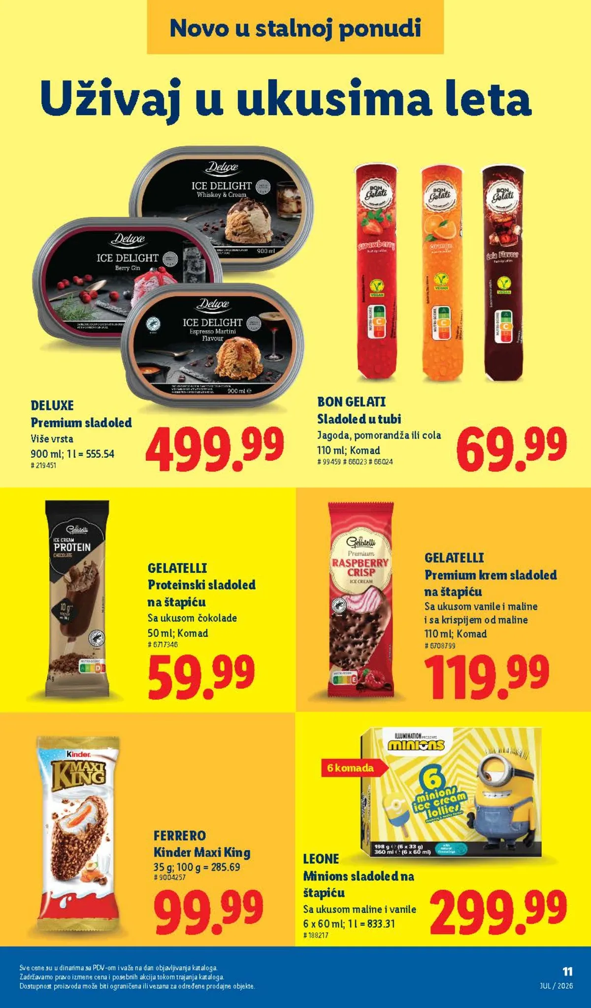 Lidl nova ponuda sladoleda – Deluxe, Gelatelli, Kinder Maxi King, Minions i Bon Gelati
