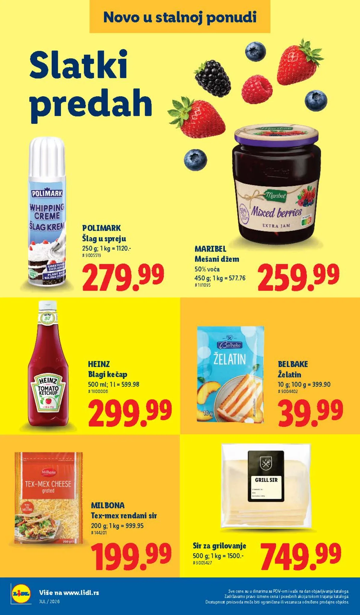 Lidl stalna ponuda – Heinz kečap, Maribel džem, Tex-Mex rendani sir, sir za grilovanje i želatin