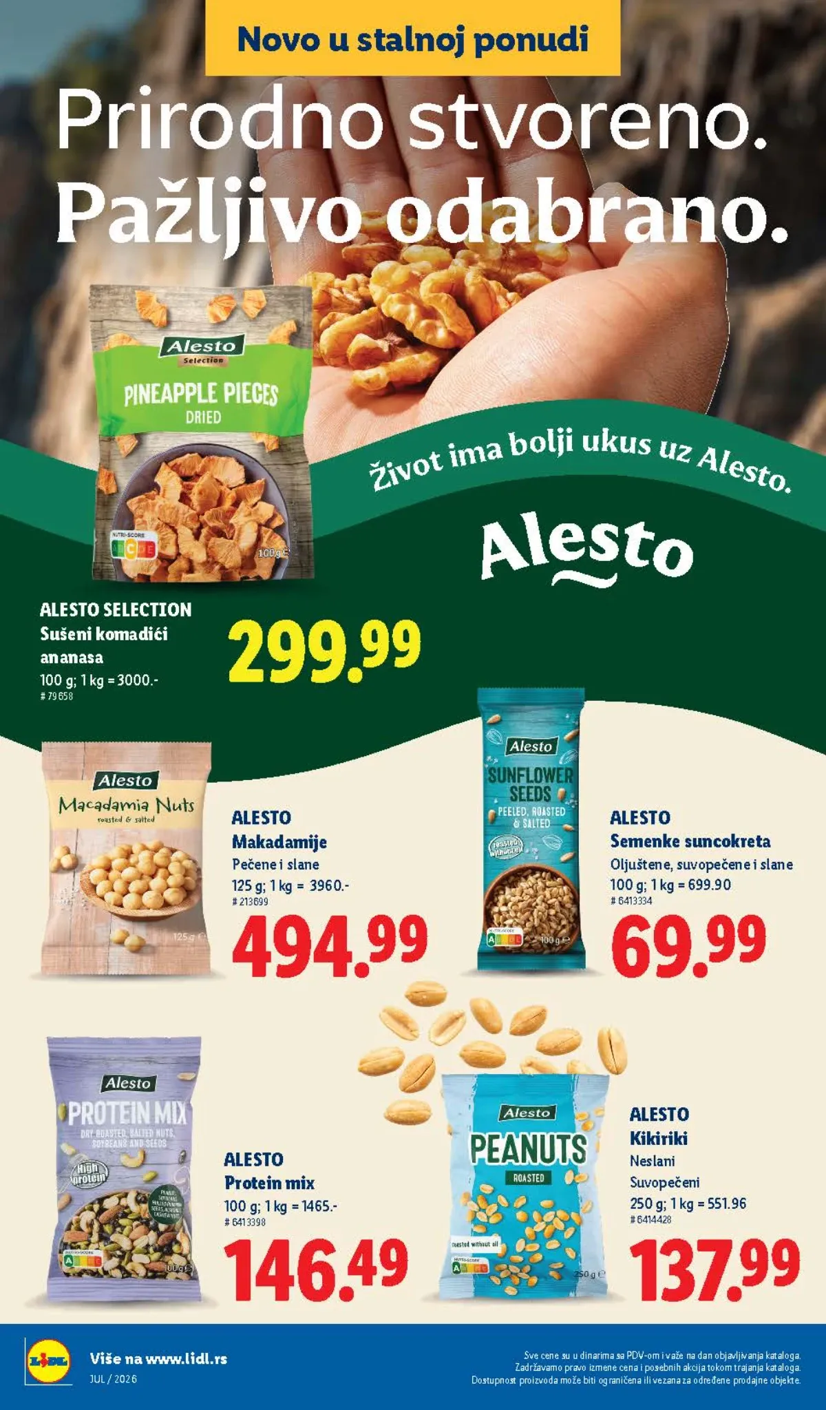 Lidl Alesto noviteti – makadamije, semenke suncokreta, protein mix, kikiriki i sušeni ananas
