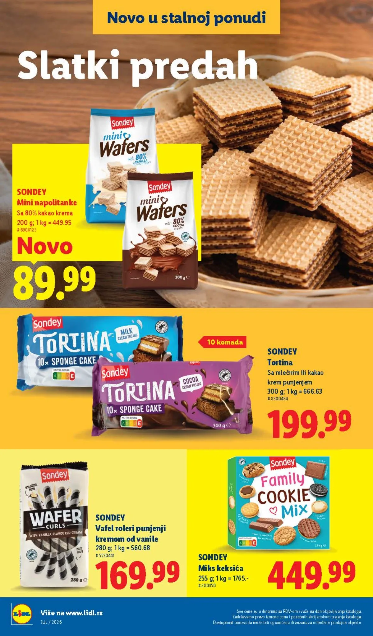 Lidl Sondey slatki program – mini napolitanke, Tortina, vafel roleri i miks keksića