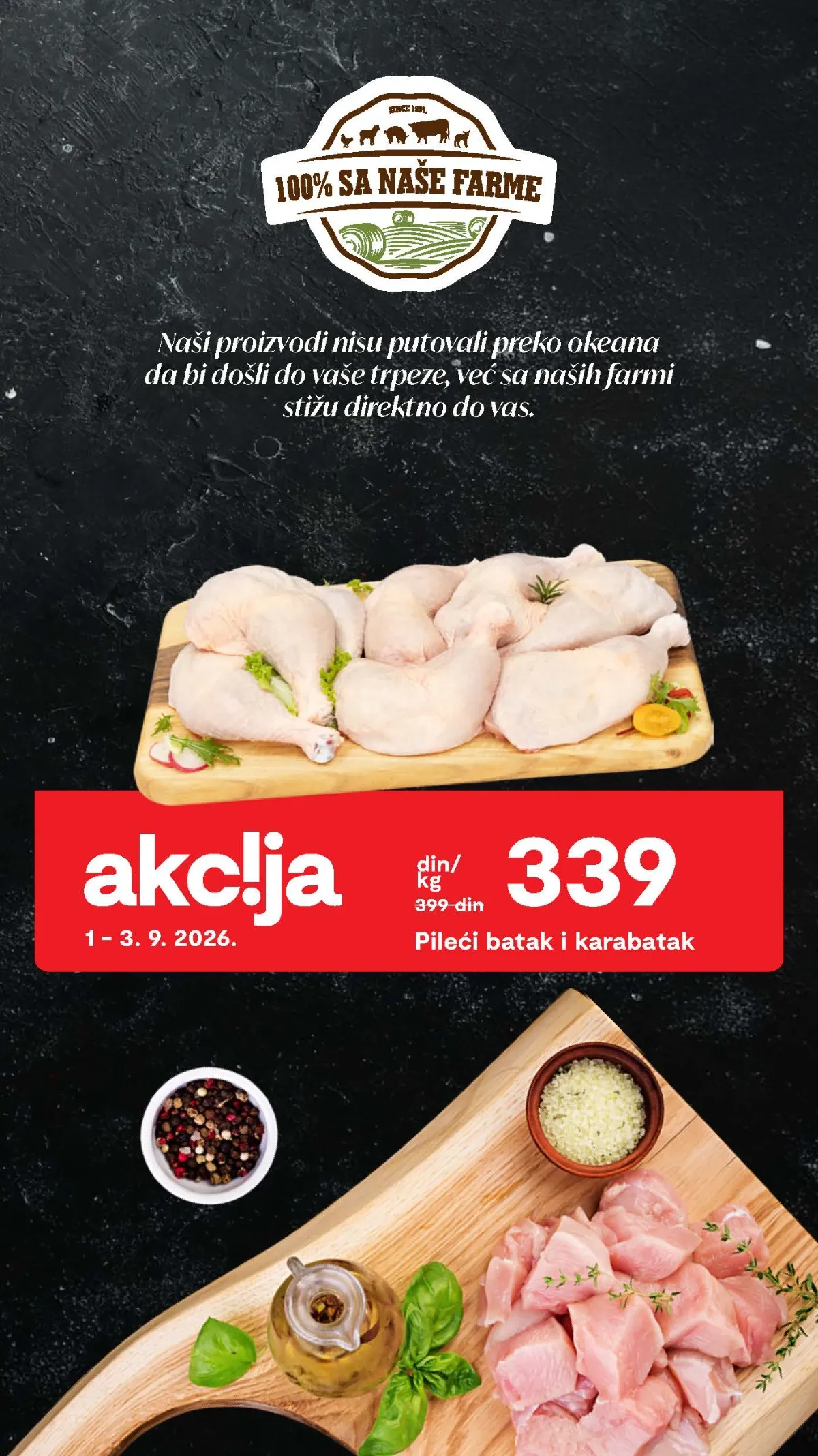 Pileći batak i karabatak na Matijević akciji po ceni od 339 RSD za kilogram