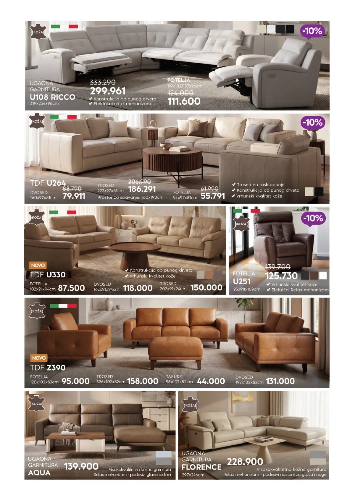 MATIS katalog strana 7 – kožne ugaone garniture, trosedi, dvosedi i fotelje