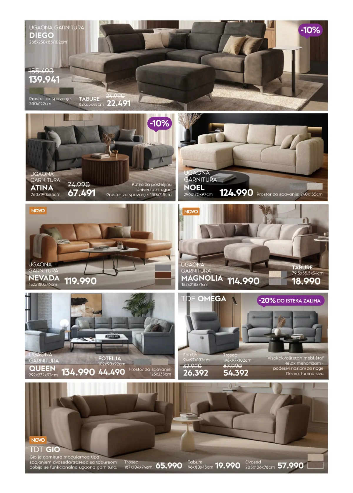 MATIS katalog strana 8 – ugaone garniture Diego, Atina, Noel, Nevada, Magnolia i Queen
